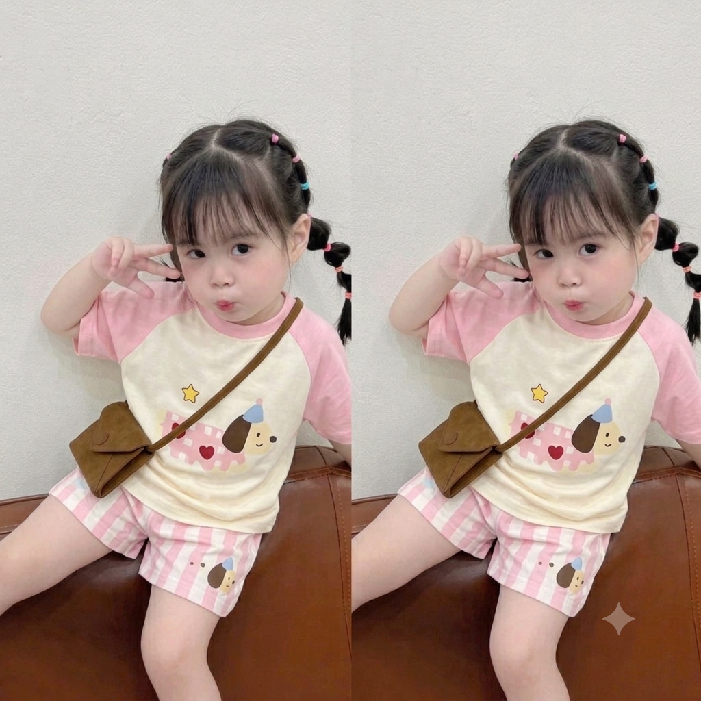P56 SET BỘ QUẦN CARO HỒNG - CON