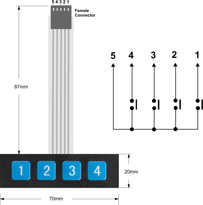 Bàn phím mềm ma trận keypad matrix 1x4 3x4 4x4