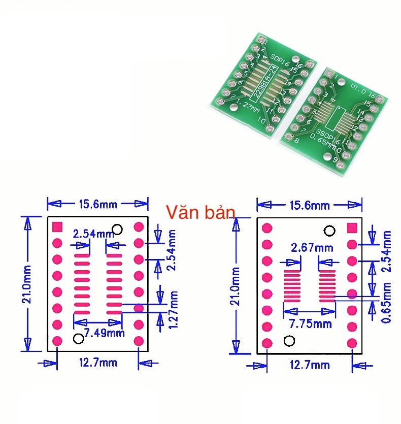 10 cái Đế ra chân IC dán 16 chân SOP 16 socket IC PCB