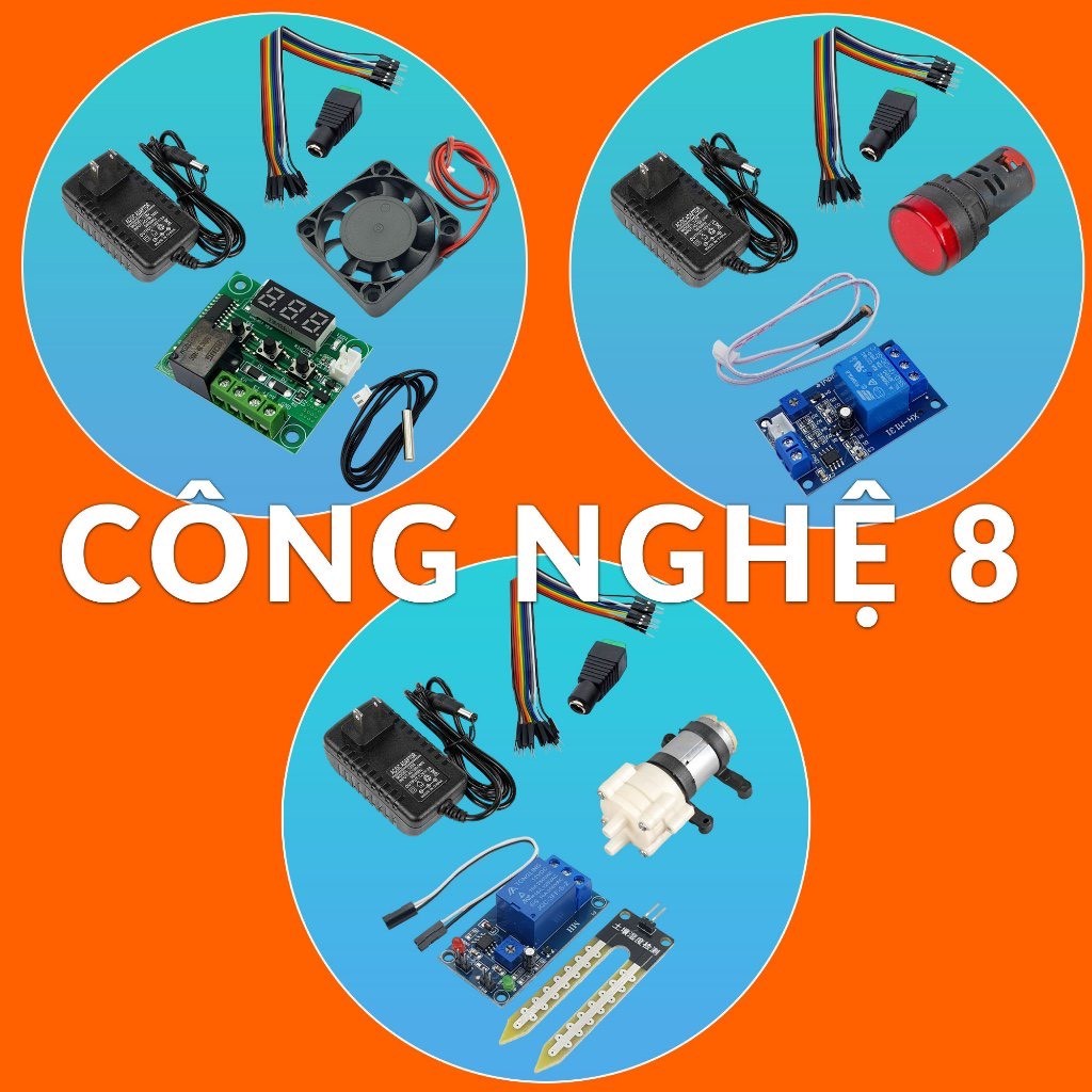 COMBO thực hành công nghệ lớp 8 đầy đủ Cảm Biến Nhiệt Độ | Cảm Biến Ánh Sáng | Cảm Biến Độ Ẩm Đất