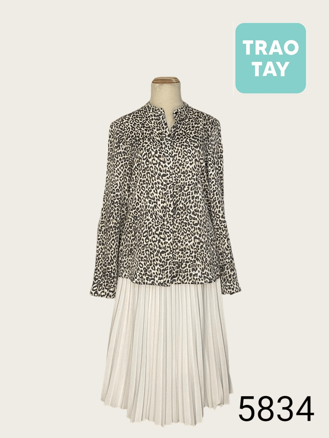 Váy sơ mi tay bóng bay - Màu be/Hoạ tiết da báo - Ladies | H&M VN