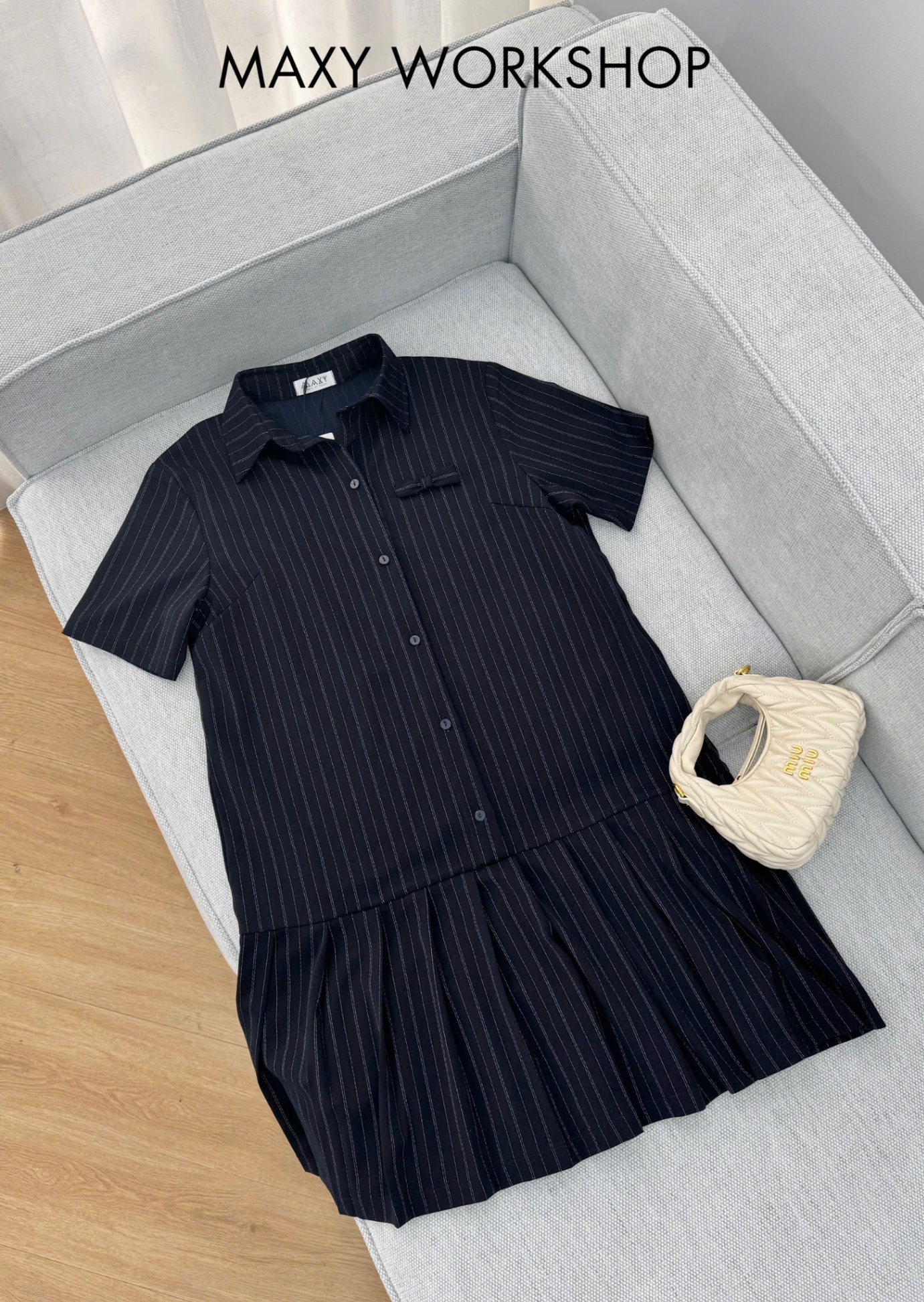 PLEATED SHIRT DRESS