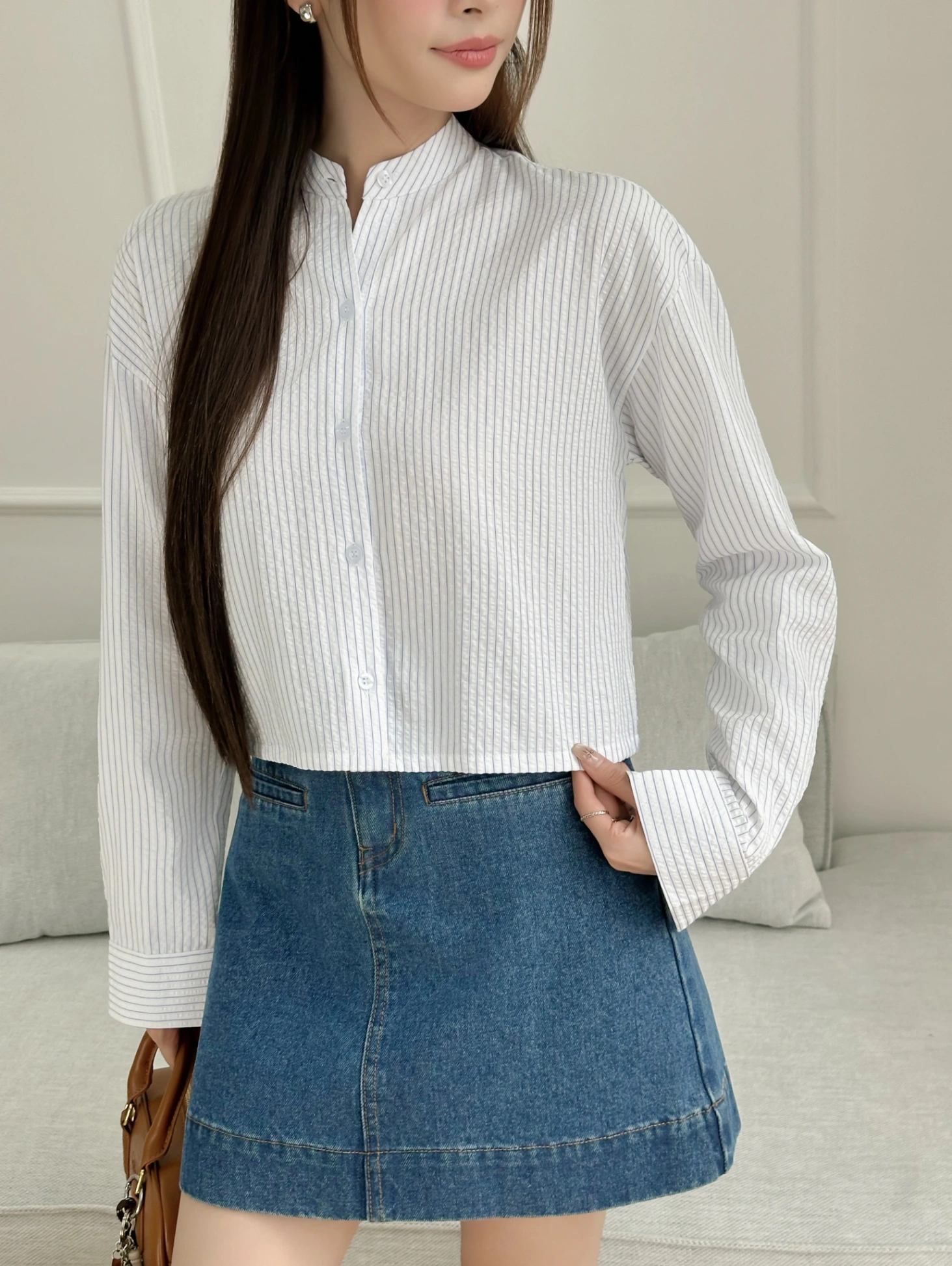 CROP STANDNECK SHIRT