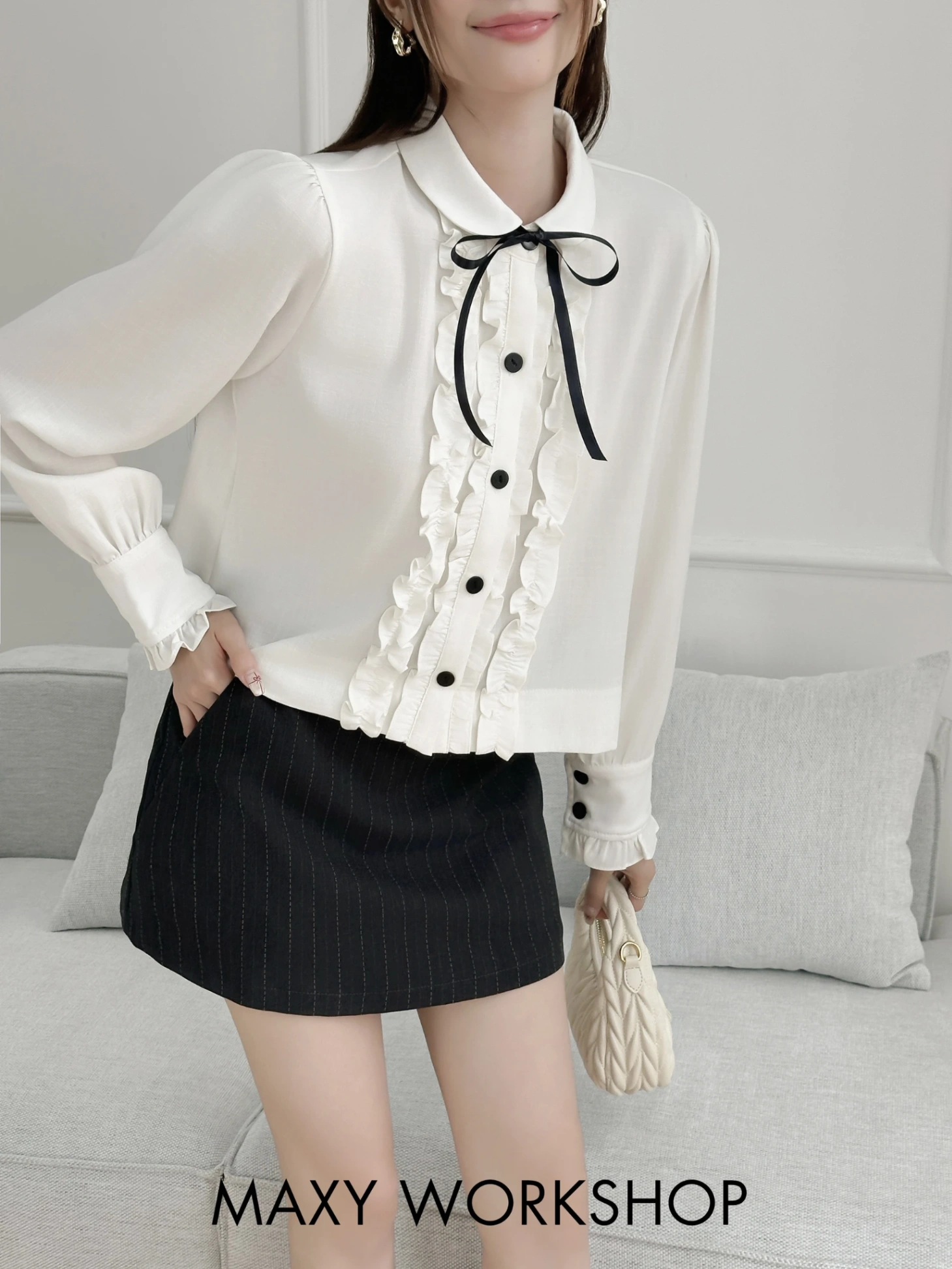 RUFFLE FRONT SHIRT