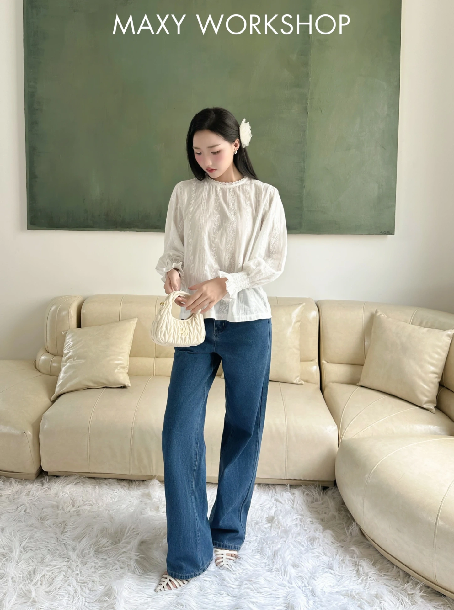 Áo kiểu LONG EMBROIDERED TOP