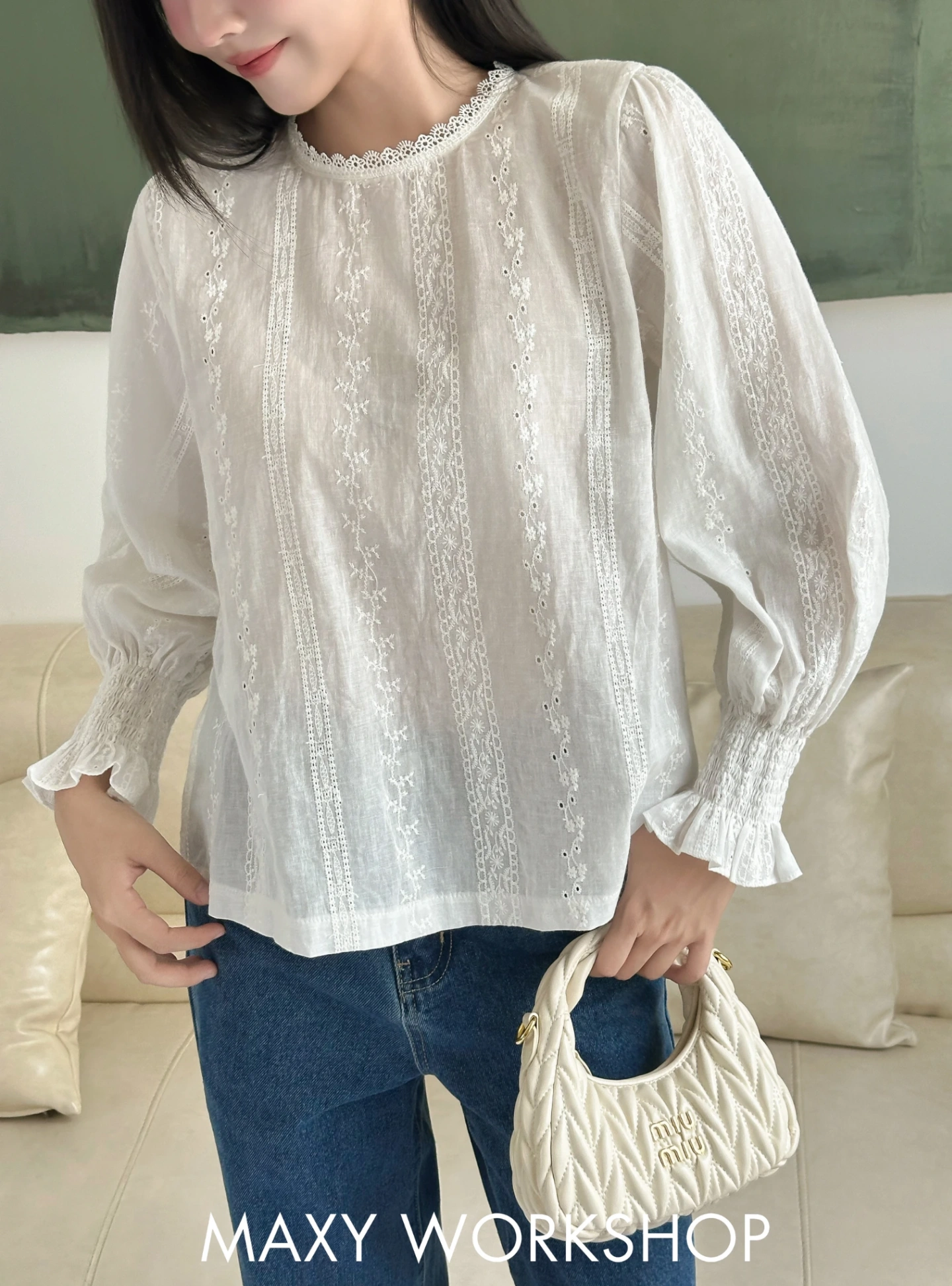 Áo kiểu LONG EMBROIDERED TOP