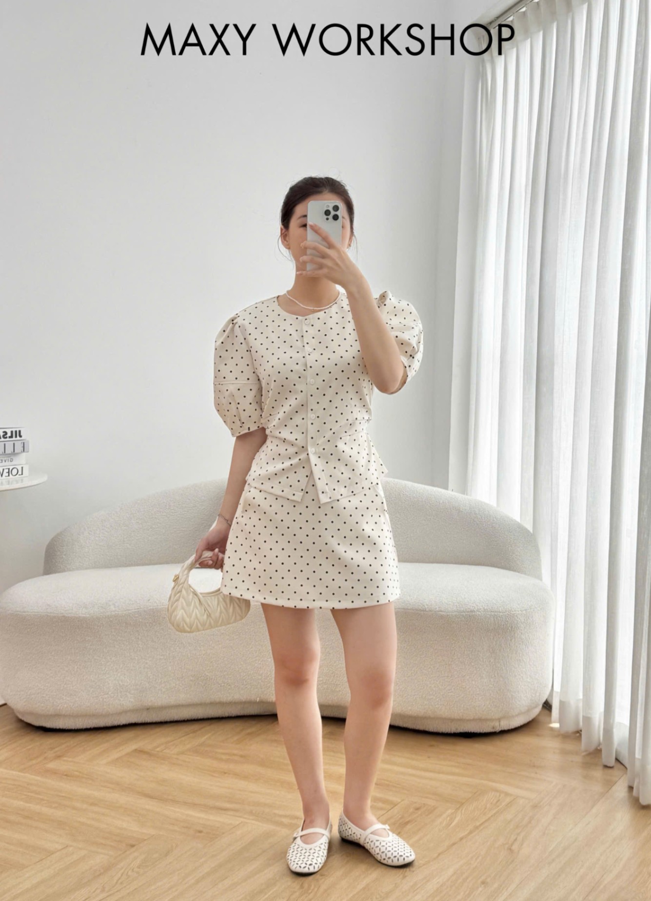 Áo kiểu POLKA PUFF SLEEVE TOP