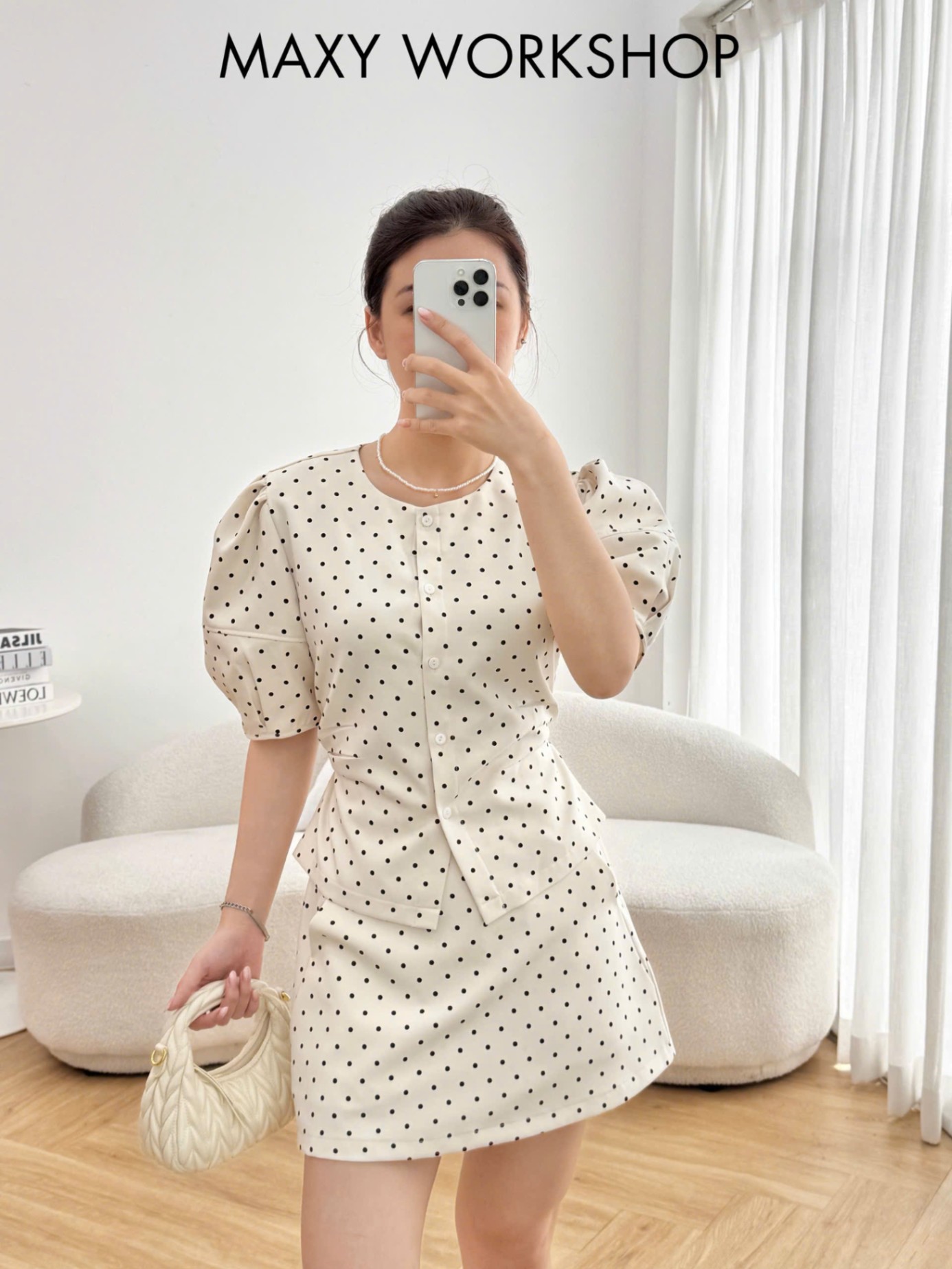 Áo kiểu POLKA PUFF SLEEVE TOP