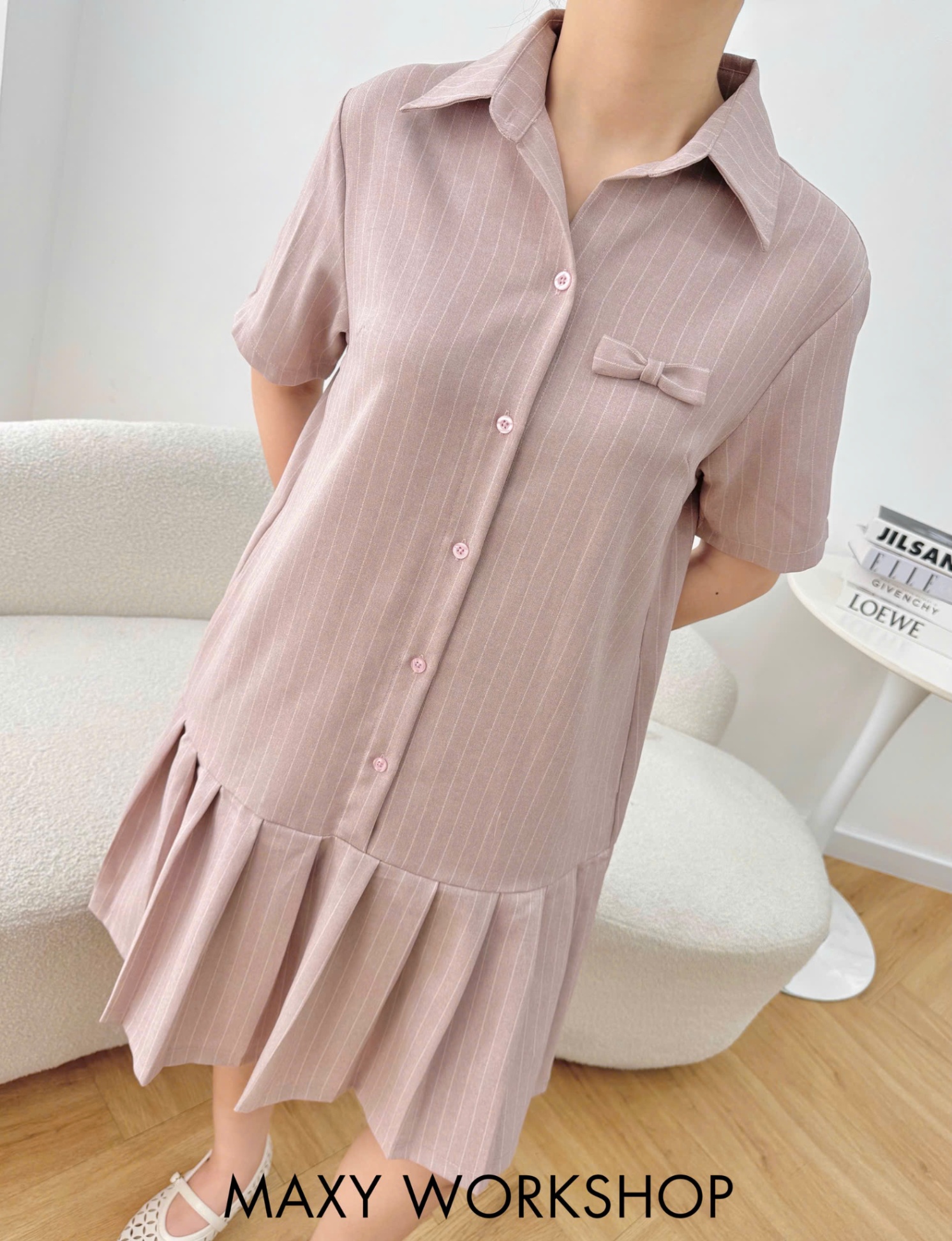 Đầm PLEATED SHIRT DRESS