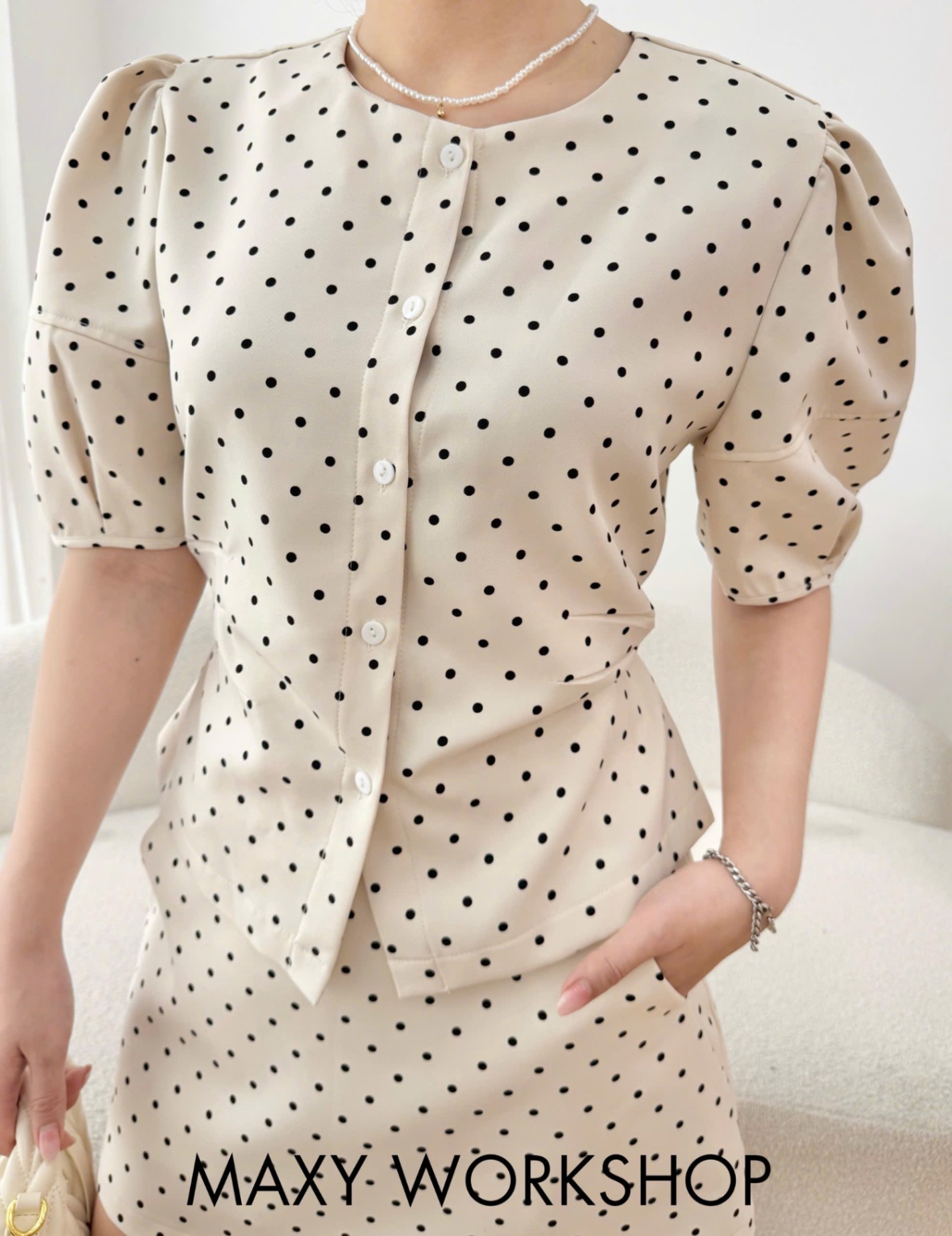 Áo kiểu POLKA PUFF SLEEVE TOP