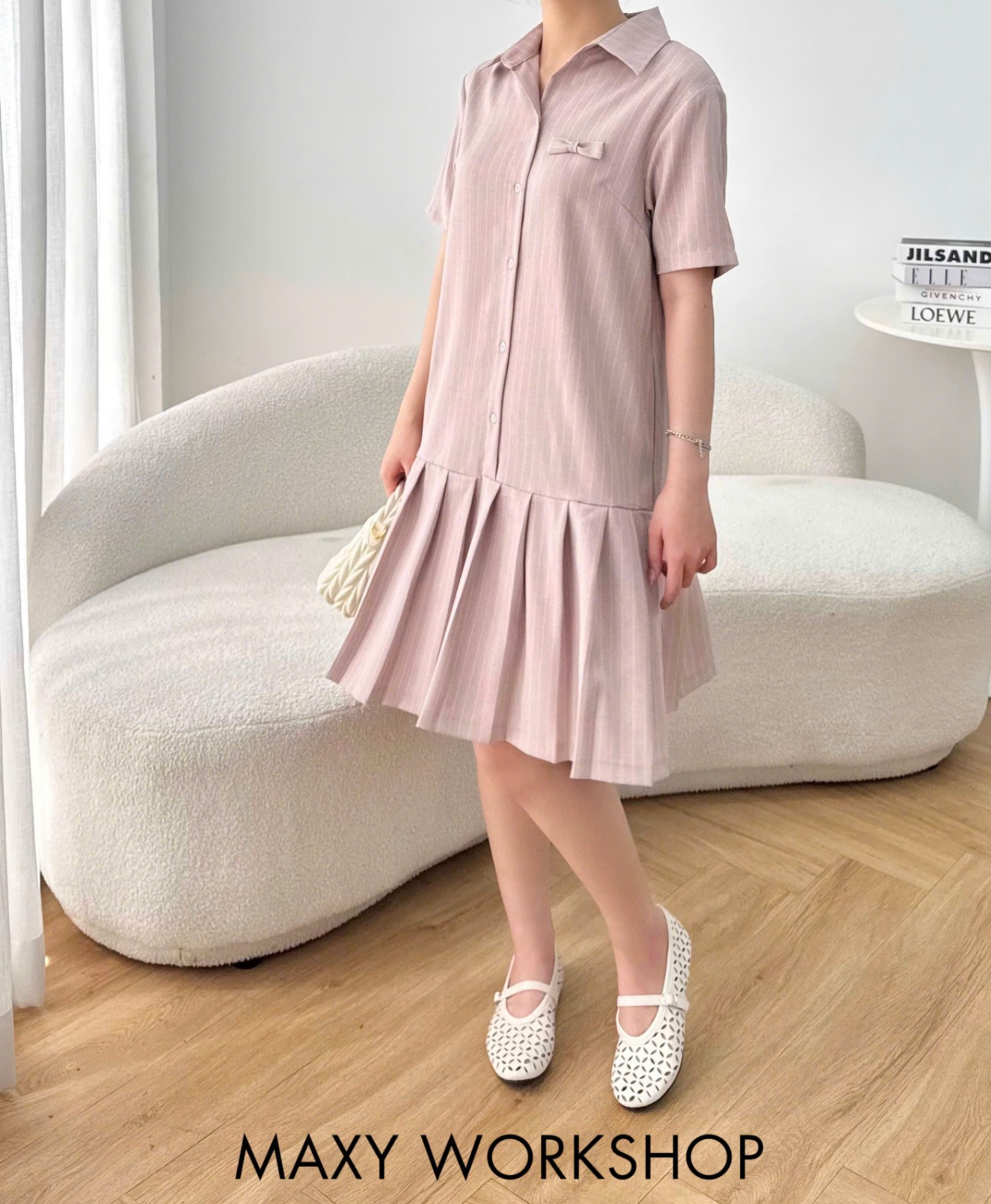 Đầm PLEATED SHIRT DRESS