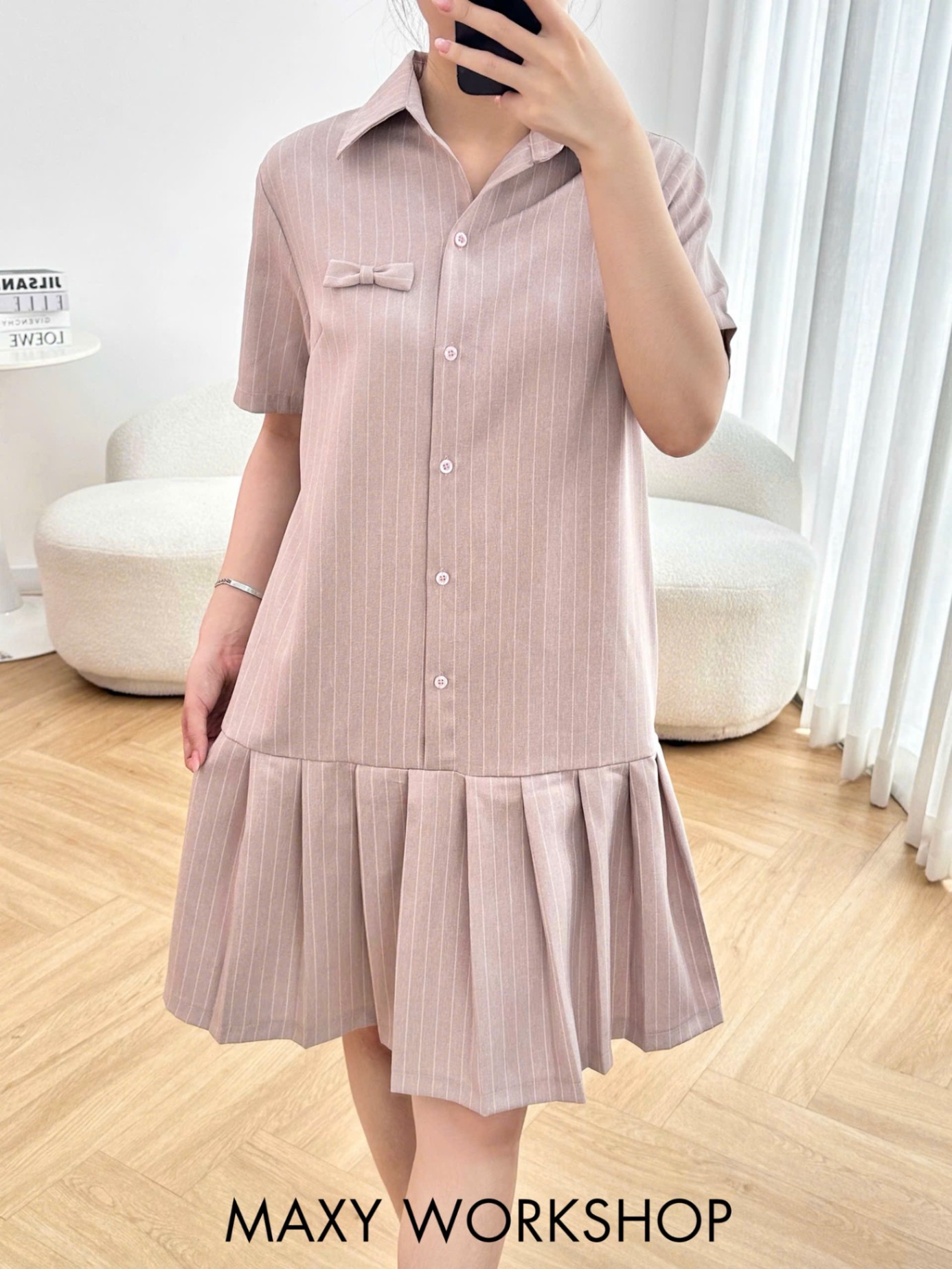 Đầm PLEATED SHIRT DRESS