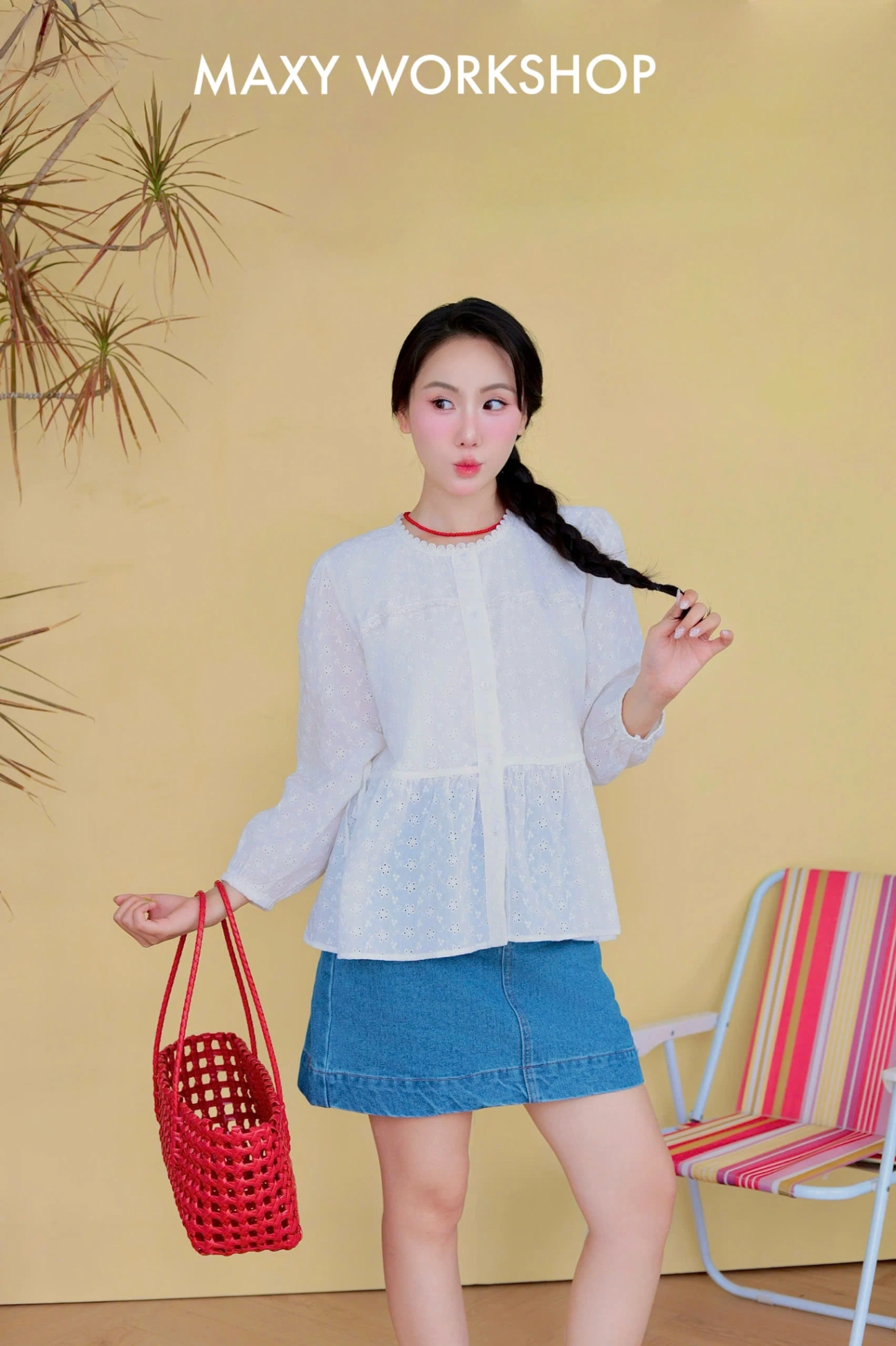 Áo kiểu COZY EMBROIDERED TOP