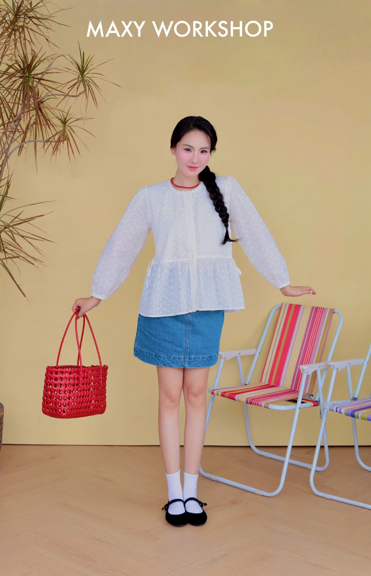 Áo kiểu COZY EMBROIDERED TOP