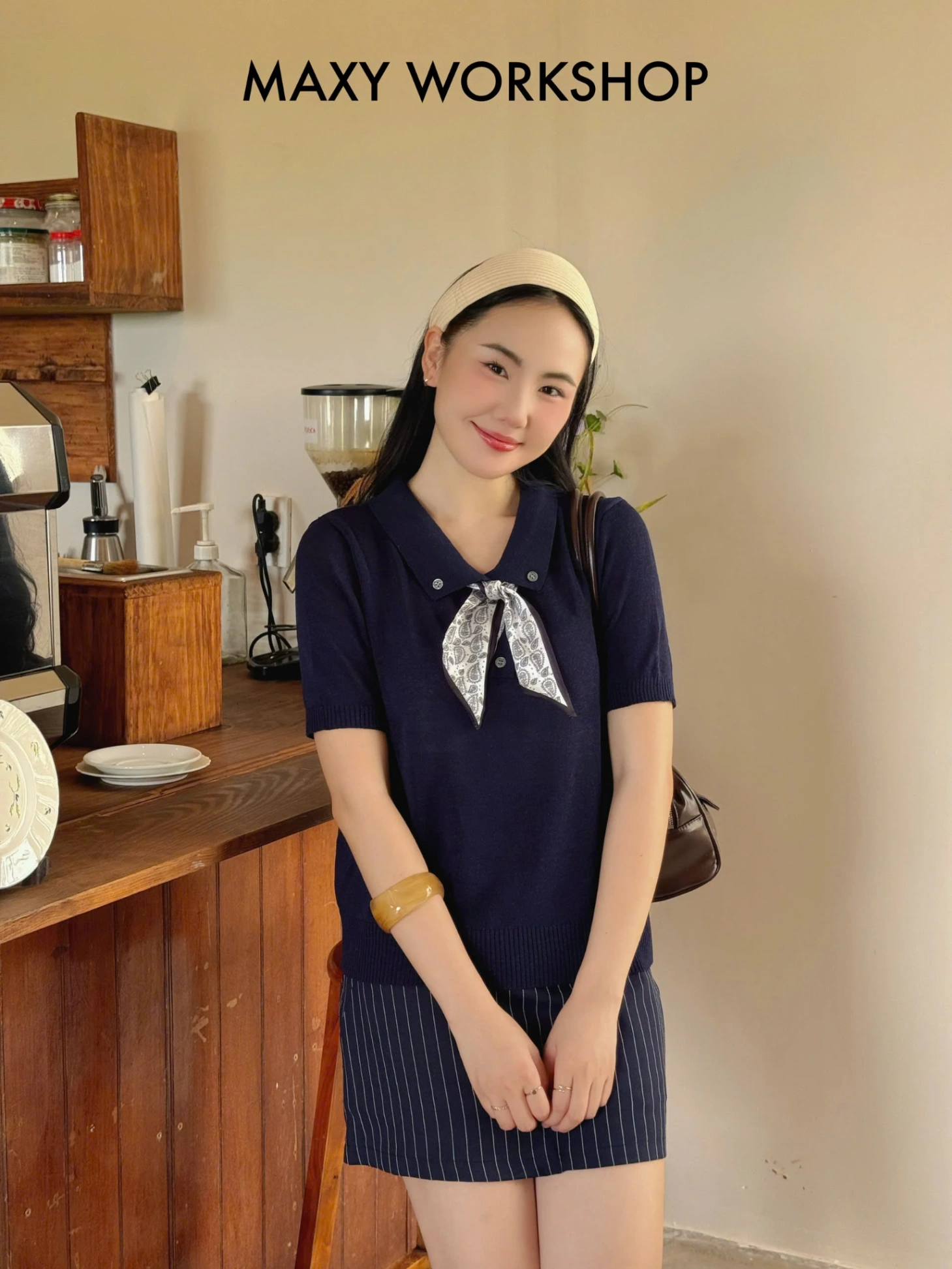 Áo dệt kim TIE COLLAR KNIT TOP