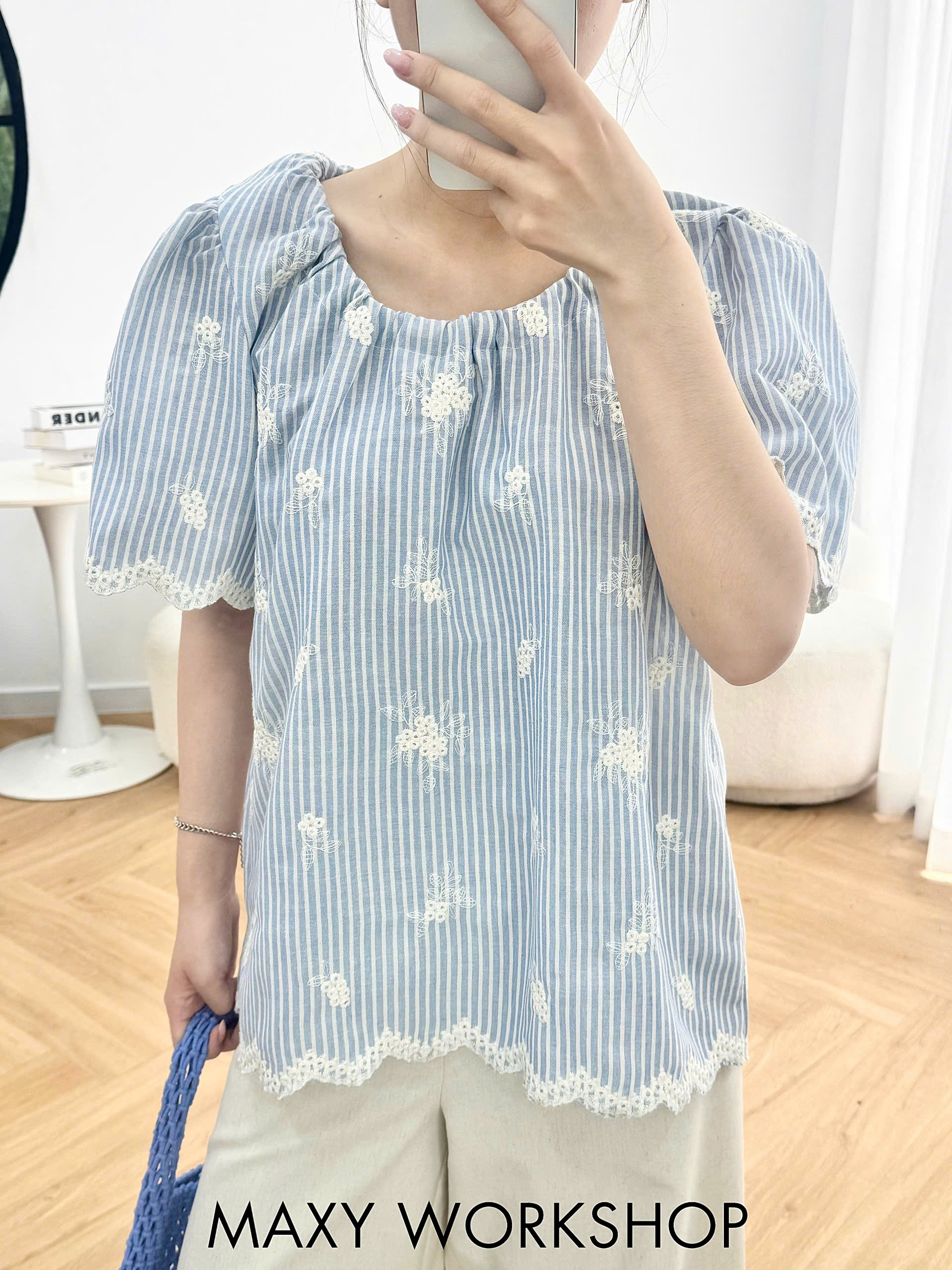 Áo kiểu BLUE FLORA TOP
