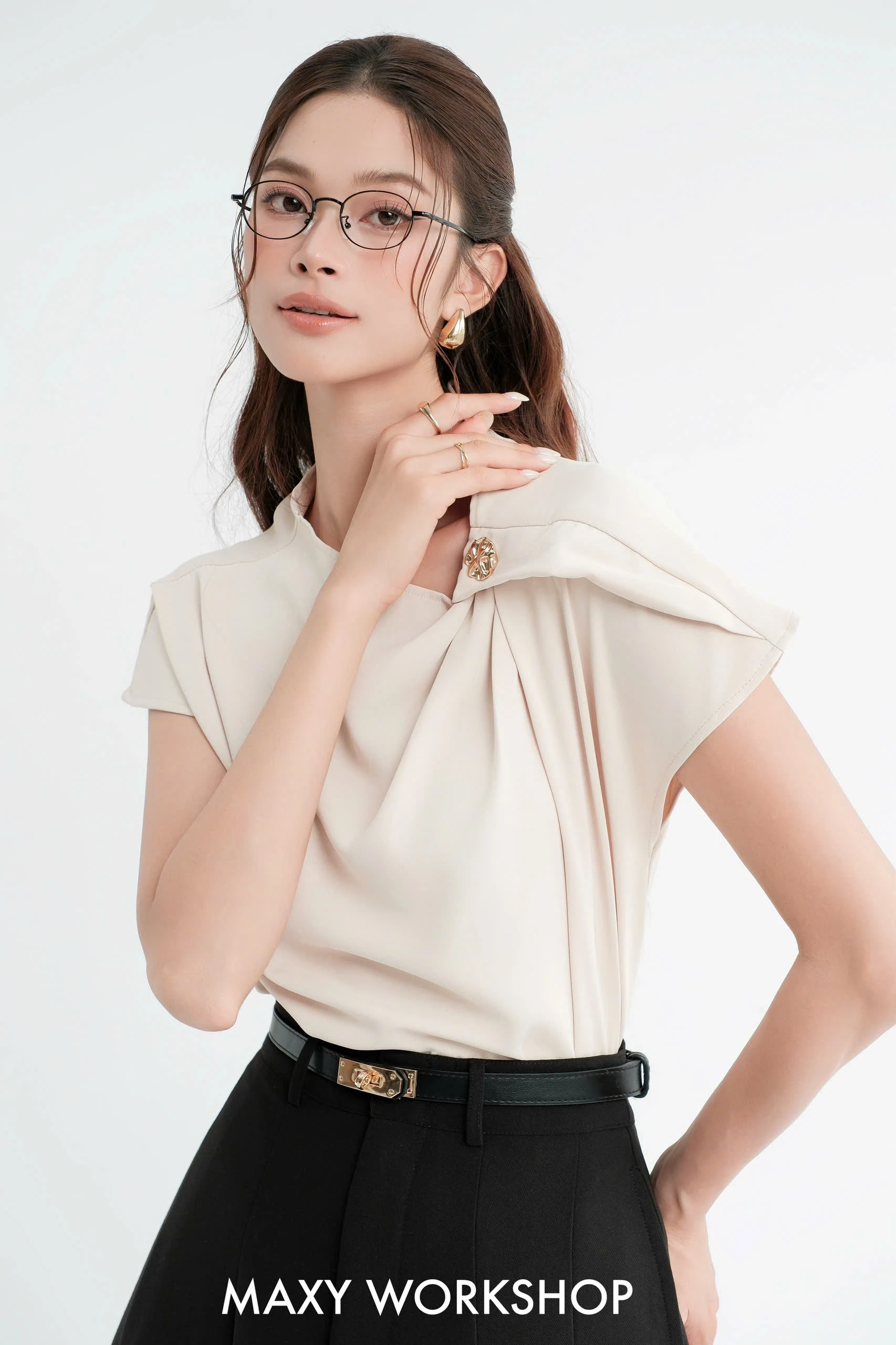 Áo kiểu BUTTON SLEEVE TOP