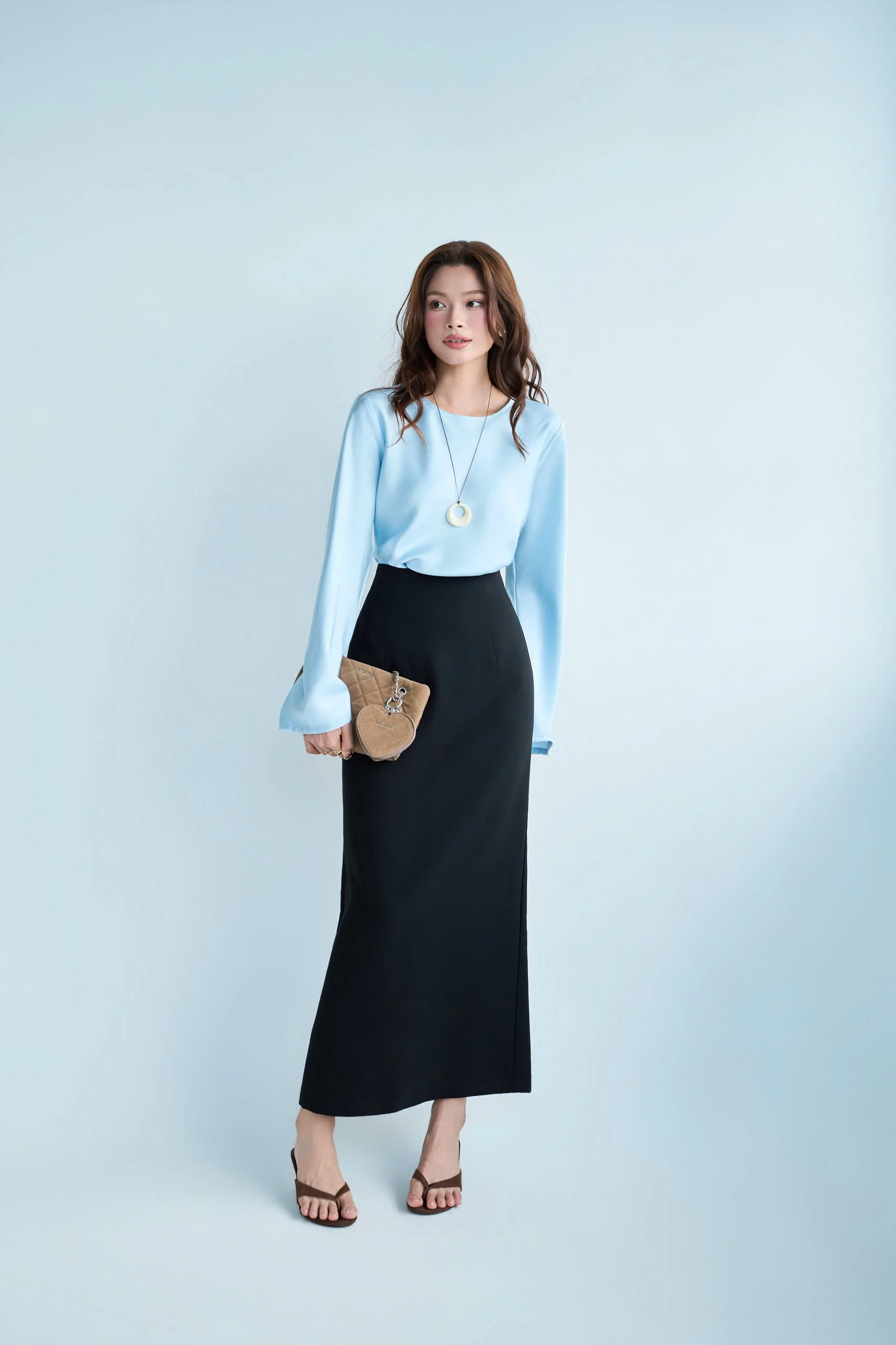 Áo kiểu LONG SLEEVE SILK TOP