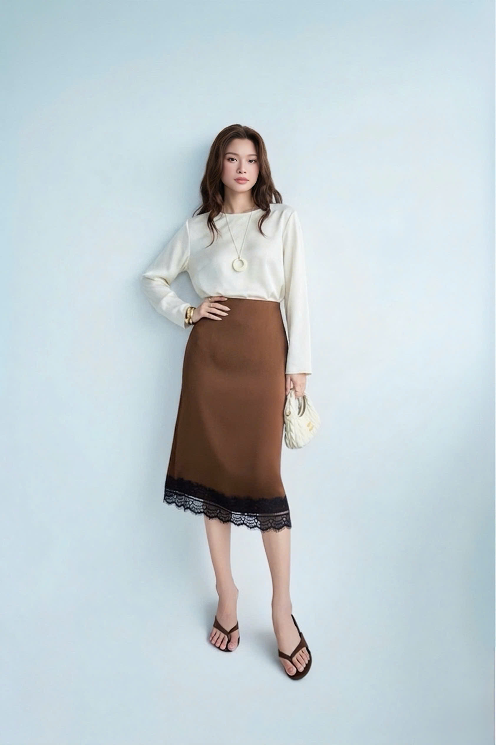 Áo kiểu LONG SLEEVE SILK TOP