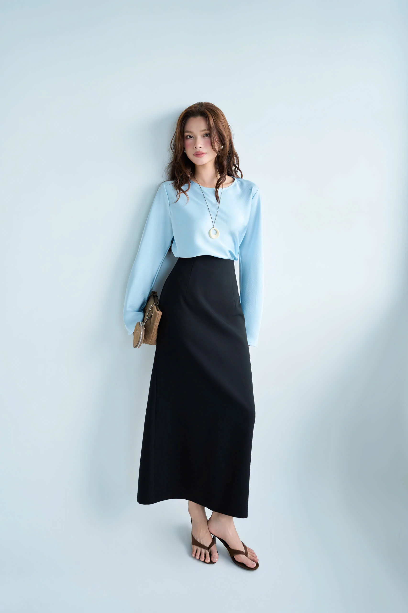 Áo kiểu LONG SLEEVE SILK TOP
