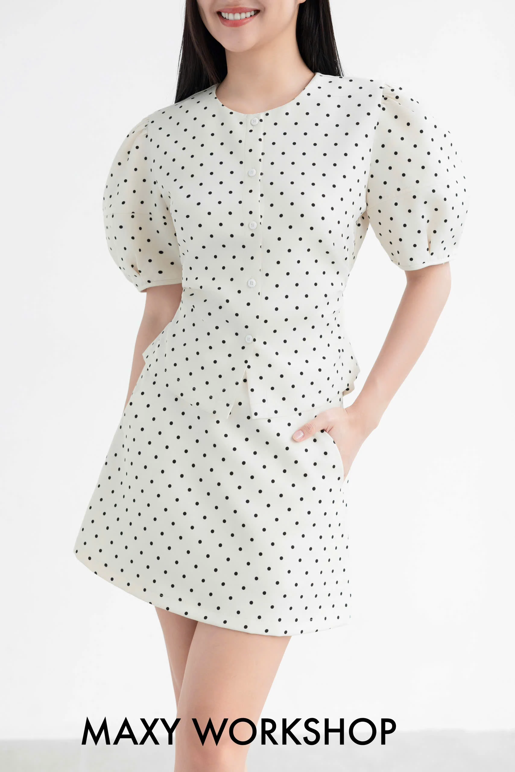 Áo kiểu POLKA PUFF SLEEVE TOP