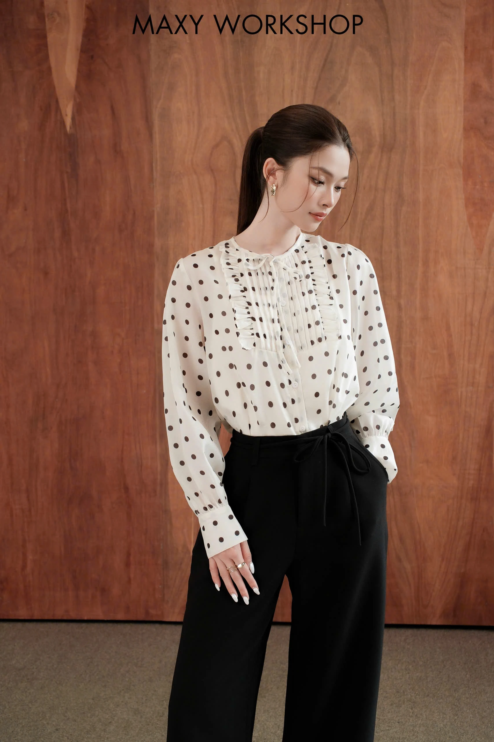 Áo kiểu SHEER RUFFER POLKA TOP
