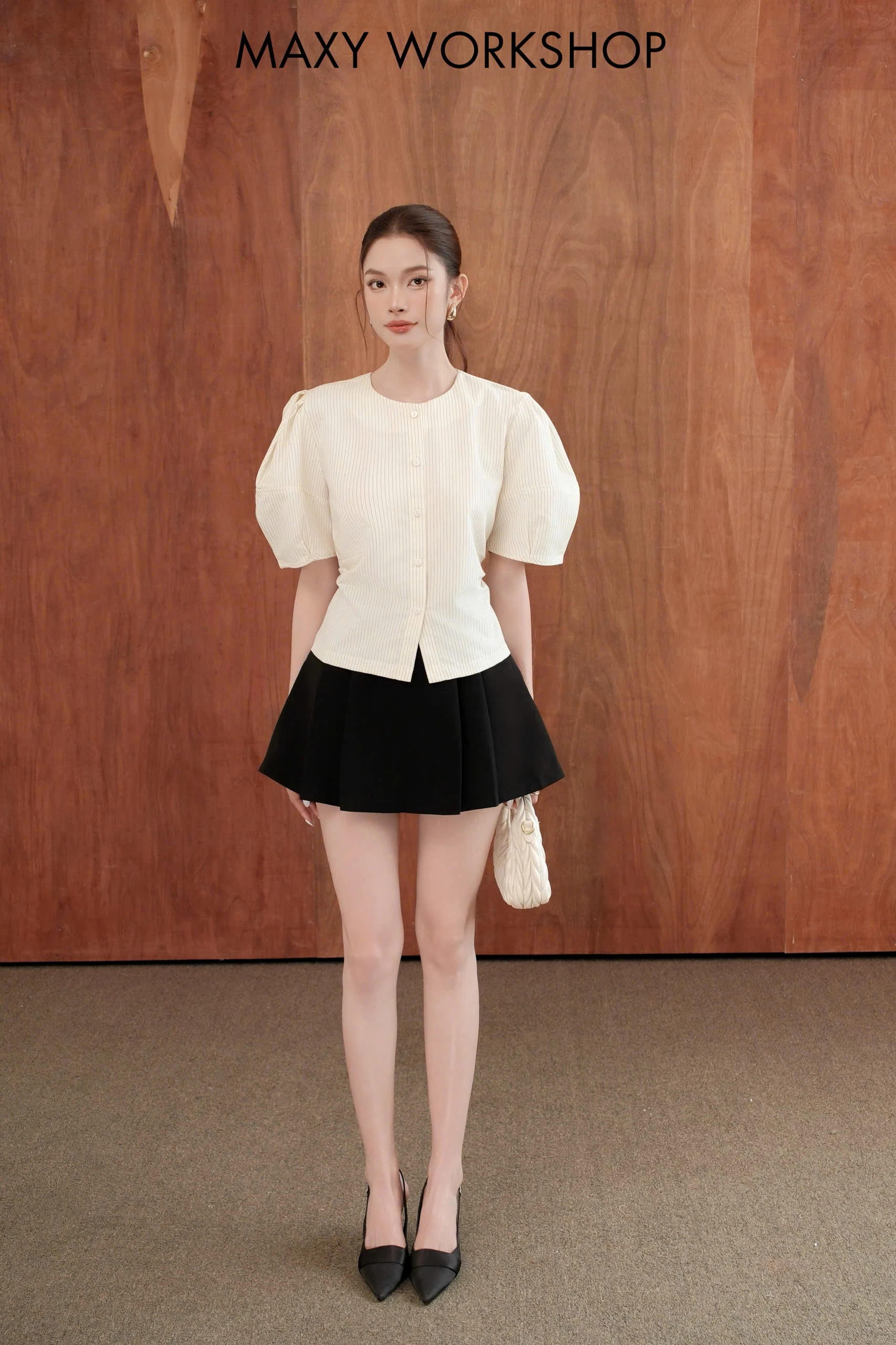 Áo kiểu STRIPED PUFF SLEEVE TOP