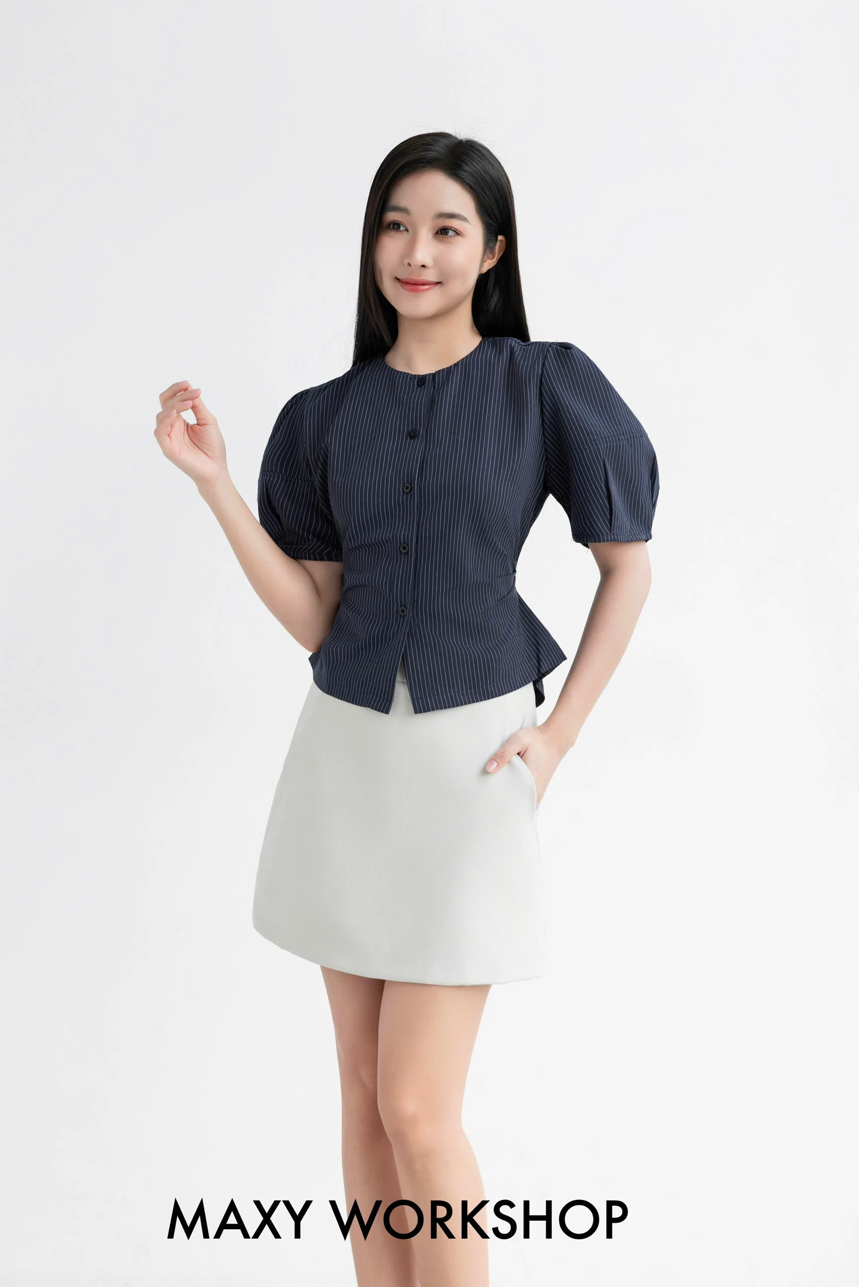 Áo kiểu STRIPED PUFF SLEEVE TOP