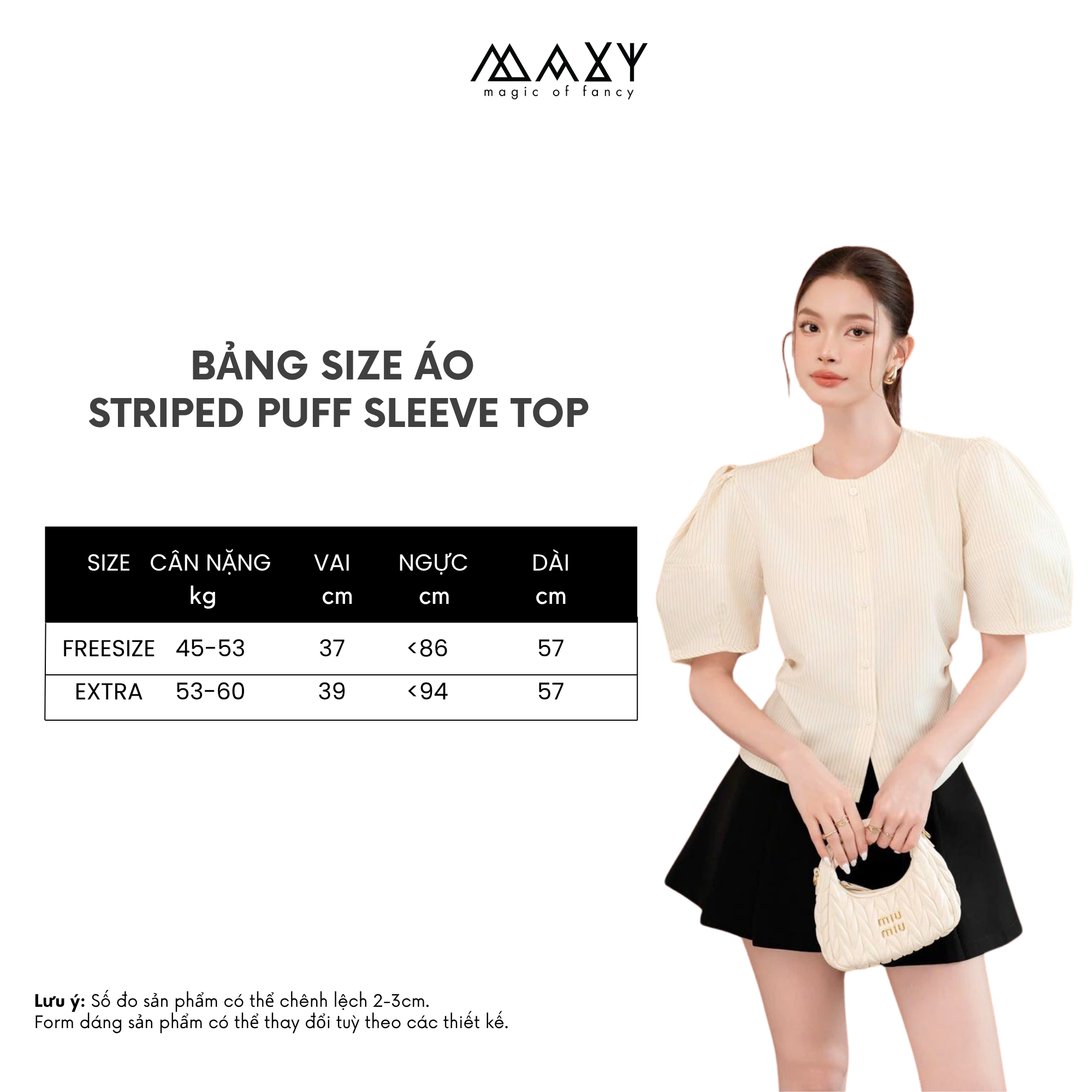 Áo kiểu STRIPED PUFF SLEEVE TOP