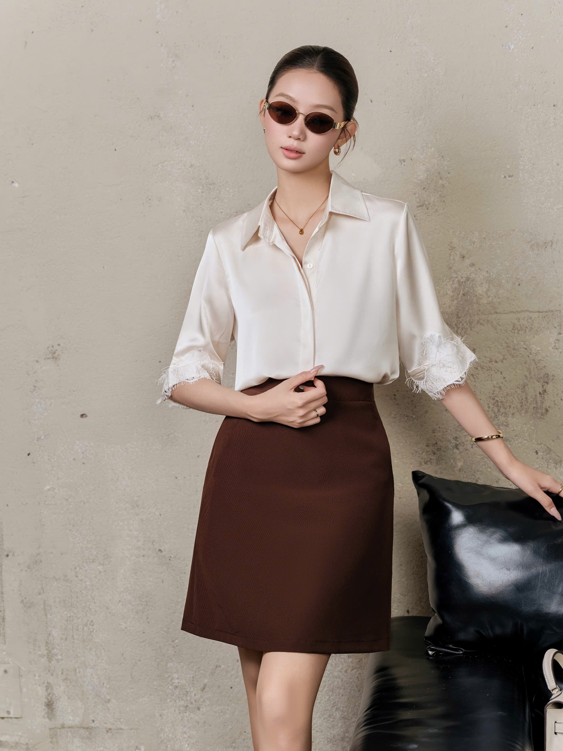 Áo kiểu SHORT SLEEVE LACE SHIRT