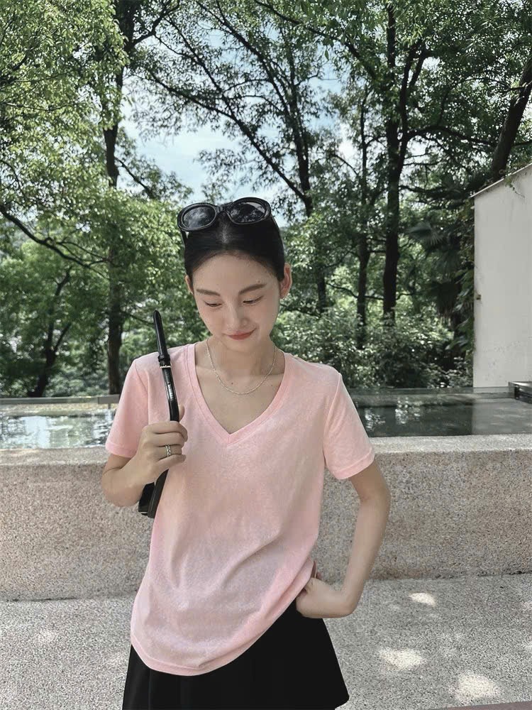 AH13 Áo hè thun giấy cổ V kèm tag ngựa bigsize