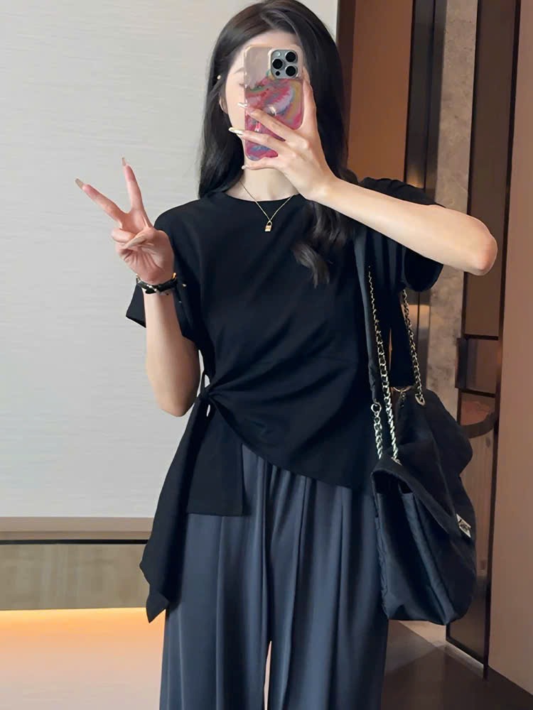 AH14 Áo hè thun giấy vạt chéo bigsize