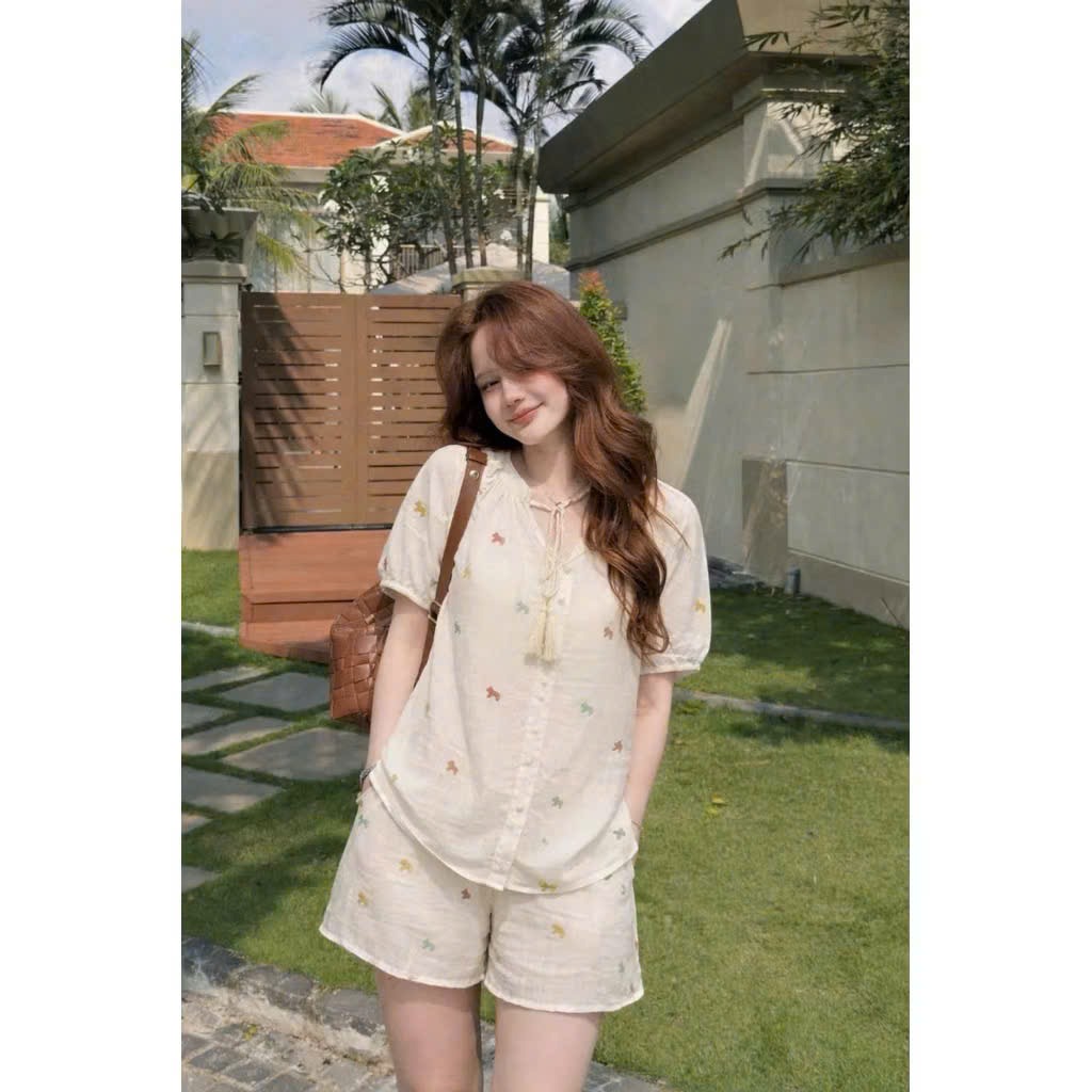 SH20 Set hè tơ nhăn thêu hình bigsize