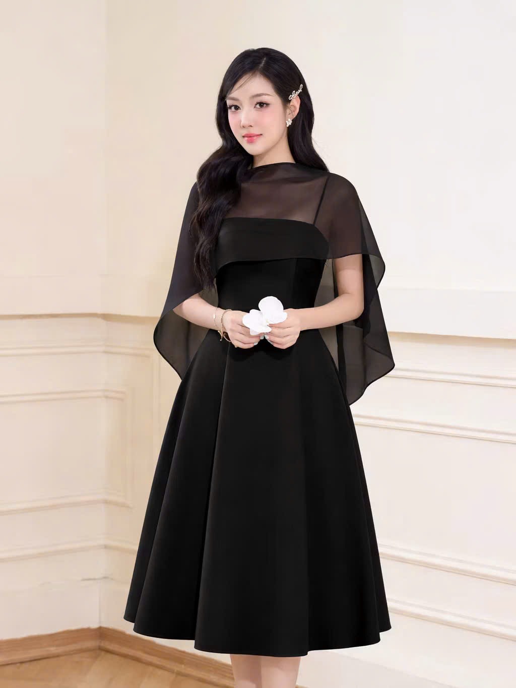 VD09 Váy dài 2 dây đính vạt choàng bigsize mã