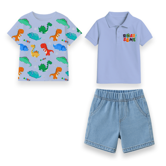 Custom Dino Short Set Boy Mix Polo T-Shirt | OEM/ODM