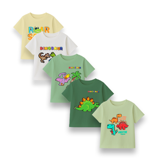 Custom Kids' Dinosaur Print T-Shirt – Multicolor| OEM/ODM
