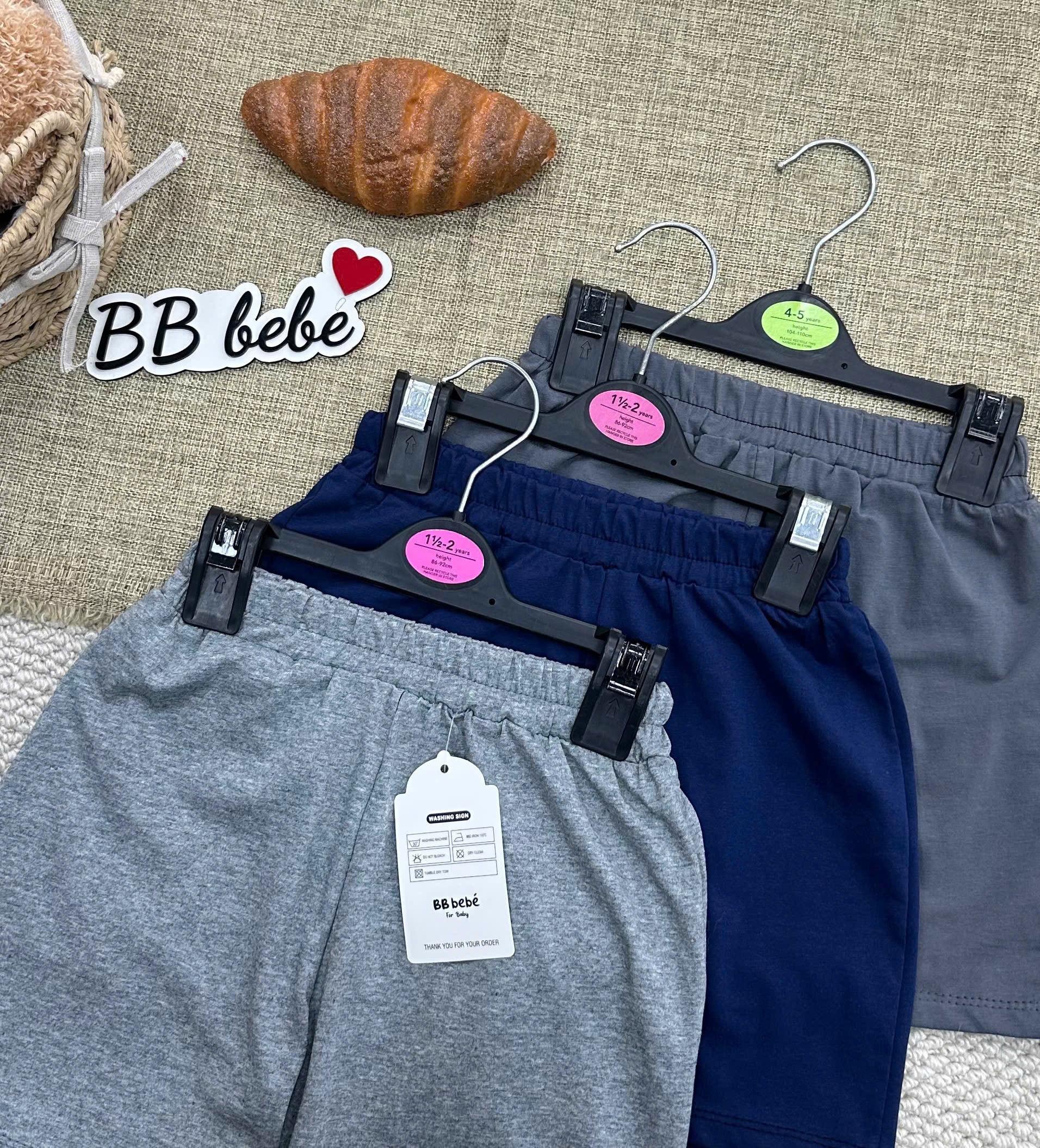 XẨ A110 - SET 3 QUẦN COTTON BÉ TRAI TRƠN VÀ NHỆN