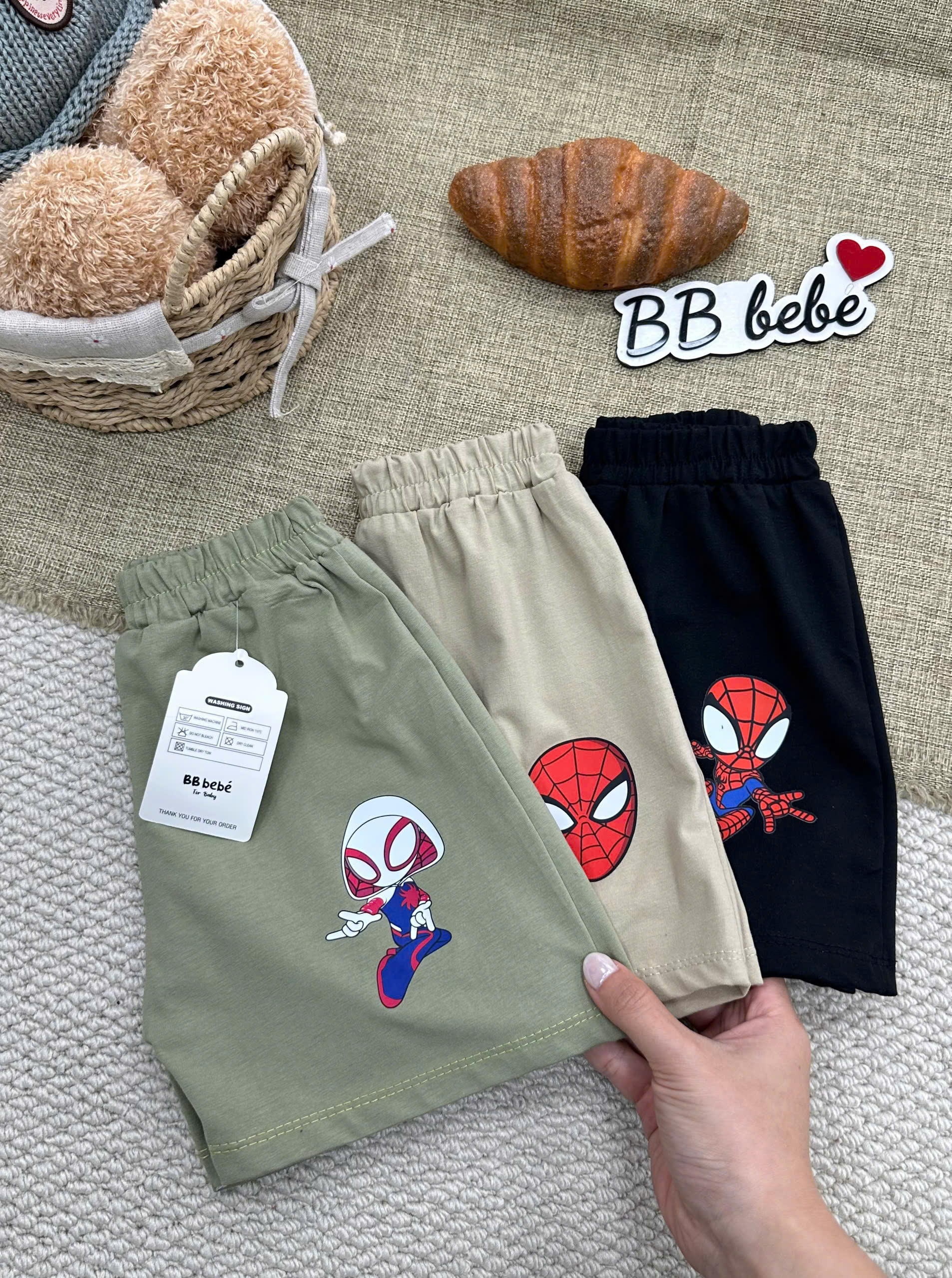XẨ A110 - SET 3 QUẦN COTTON BÉ TRAI TRƠN VÀ NHỆN