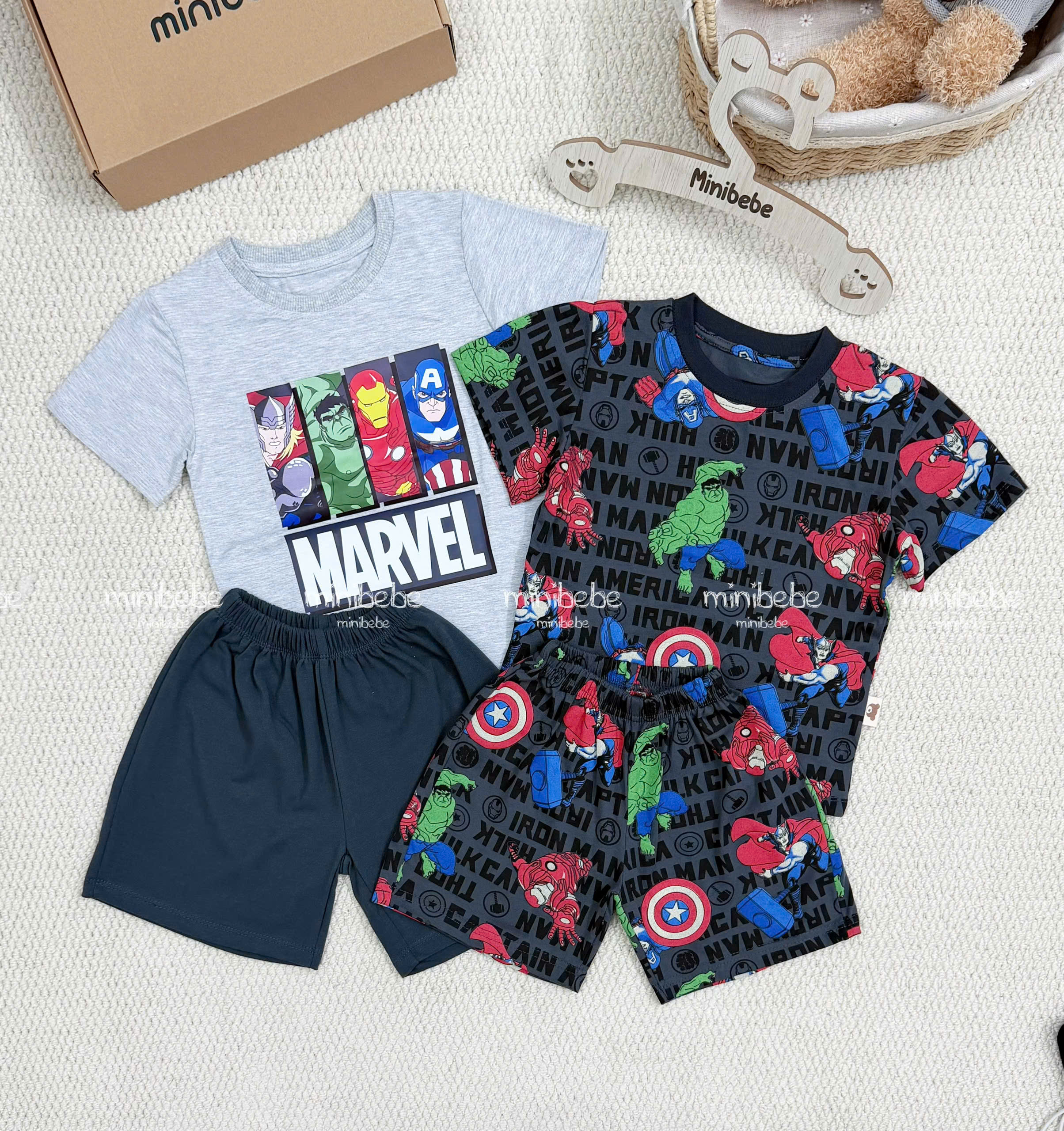 XẢ A116 - SET 2 BỘ NHỆN MARVEL ĐEN XÁM