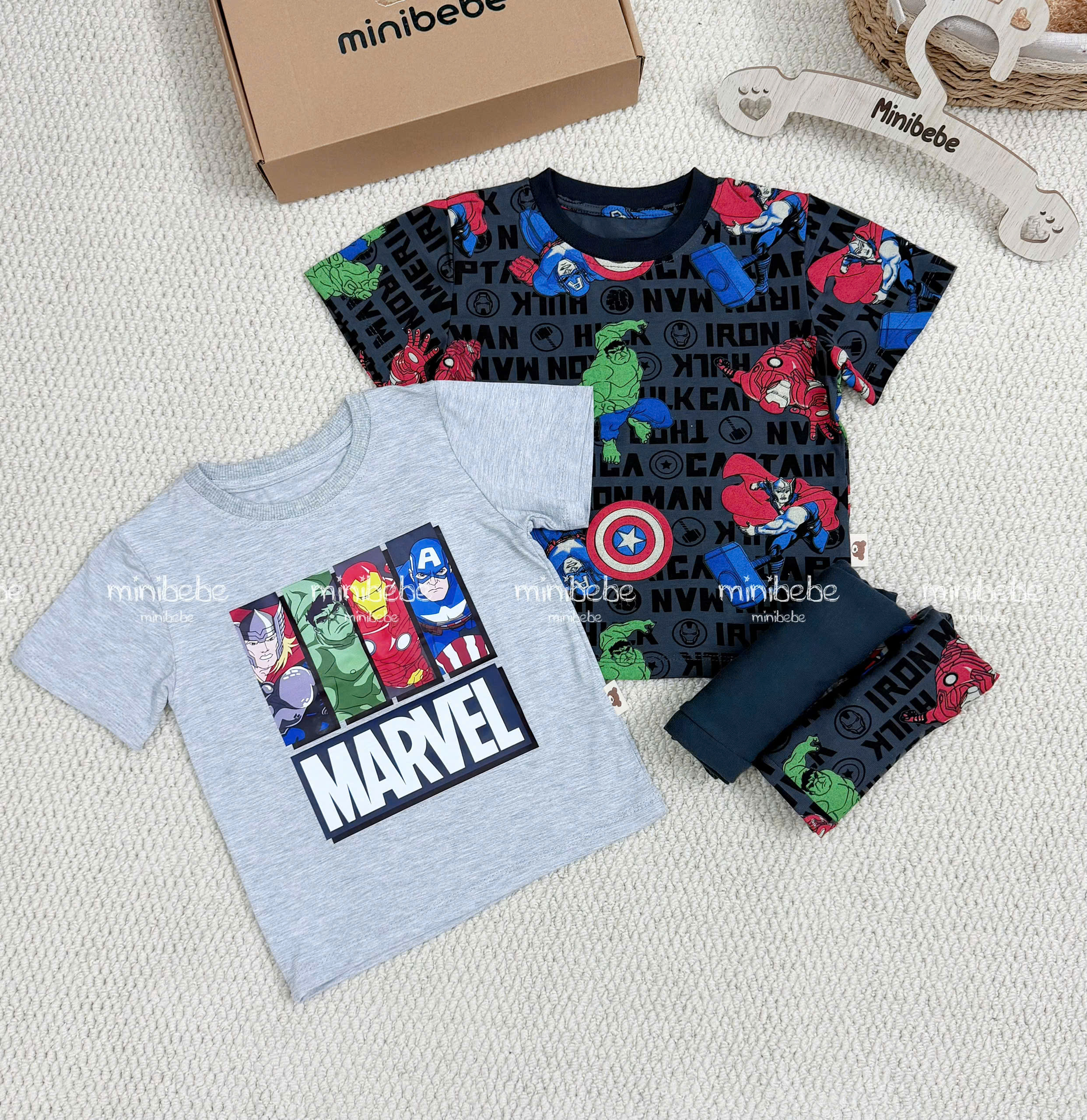 XẢ A116 - SET 2 BỘ NHỆN MARVEL ĐEN XÁM