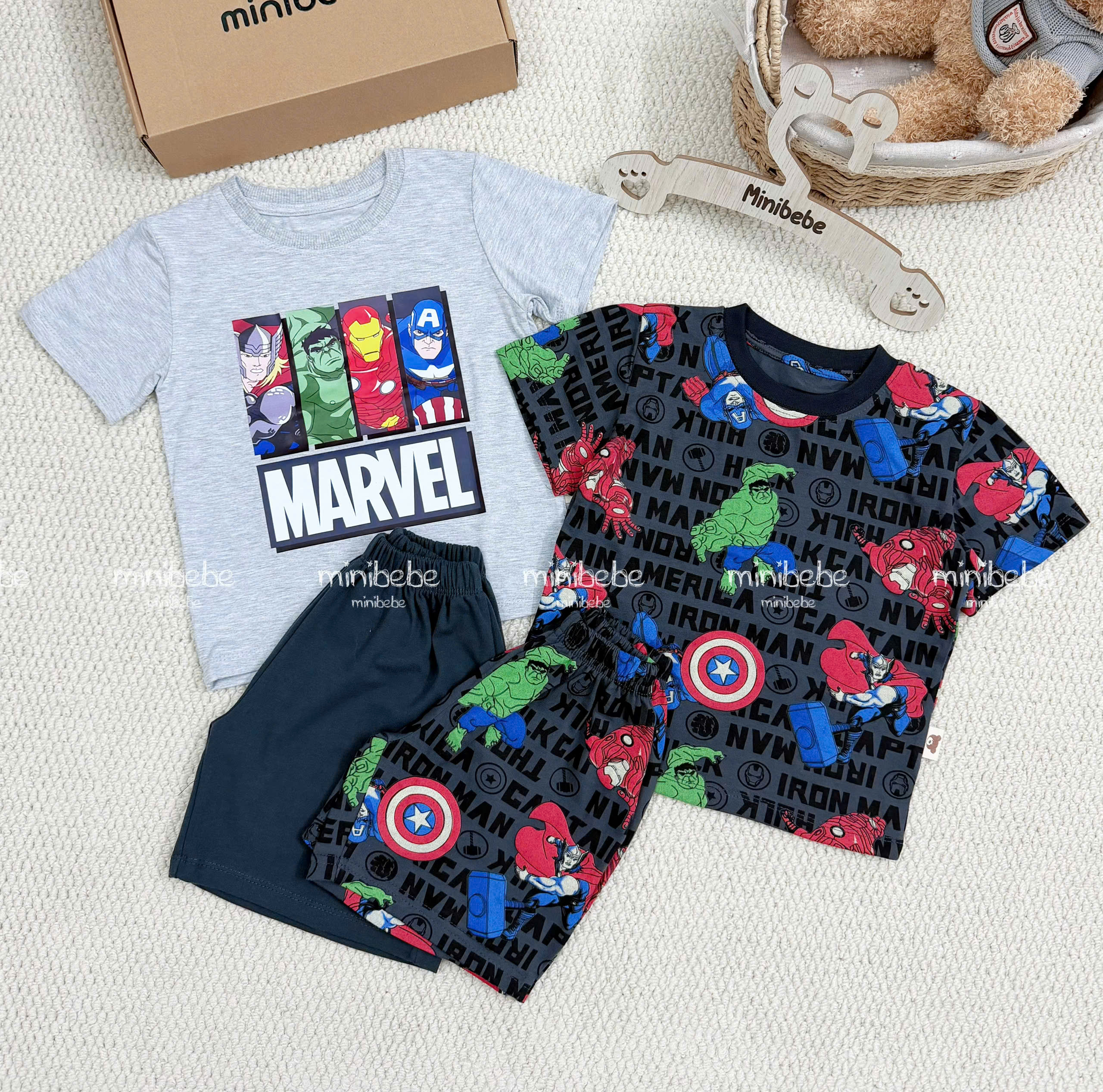 XẢ A116 - SET 2 BỘ NHỆN MARVEL ĐEN XÁM
