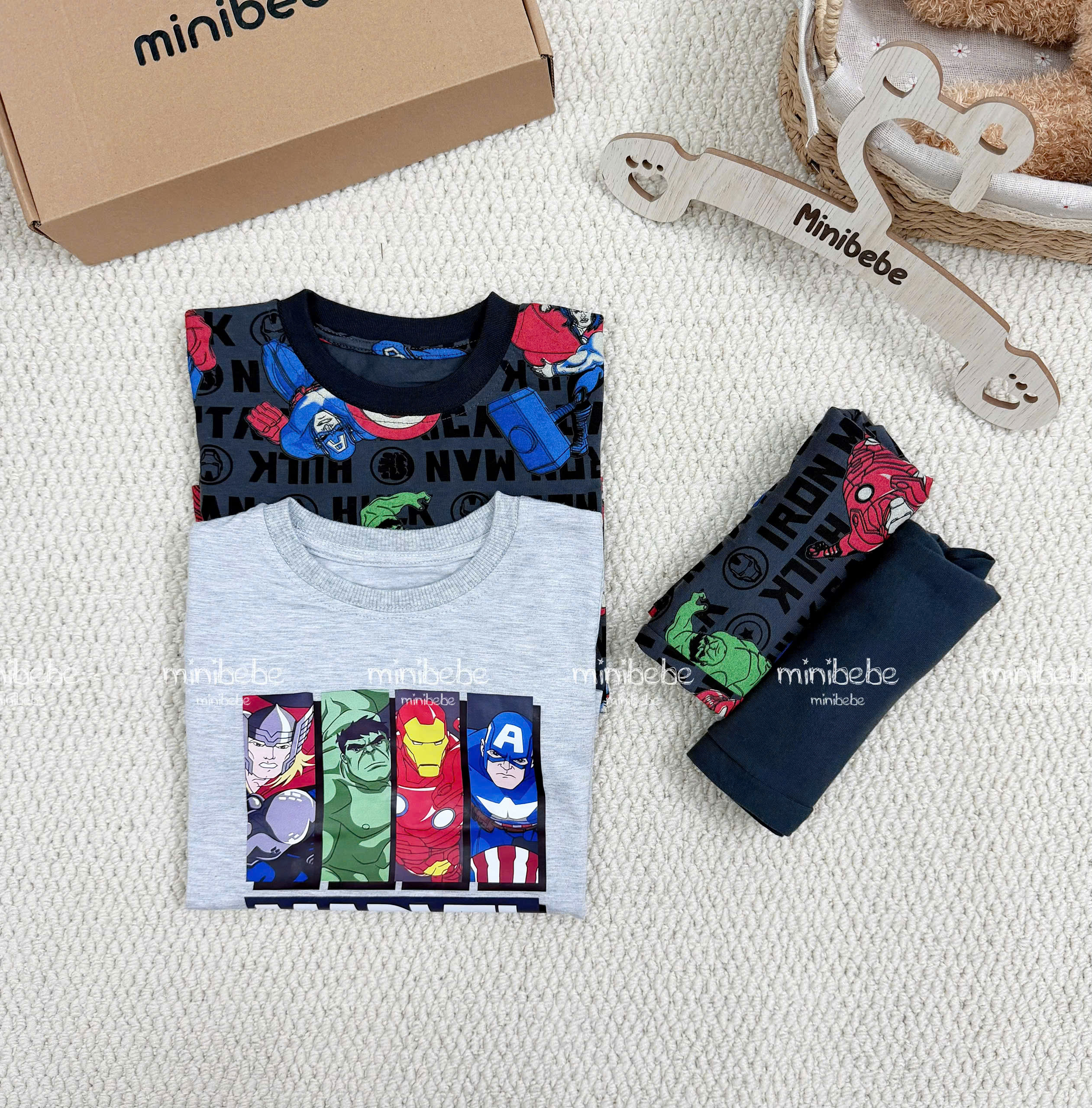 XẢ A116 - SET 2 BỘ NHỆN MARVEL ĐEN XÁM