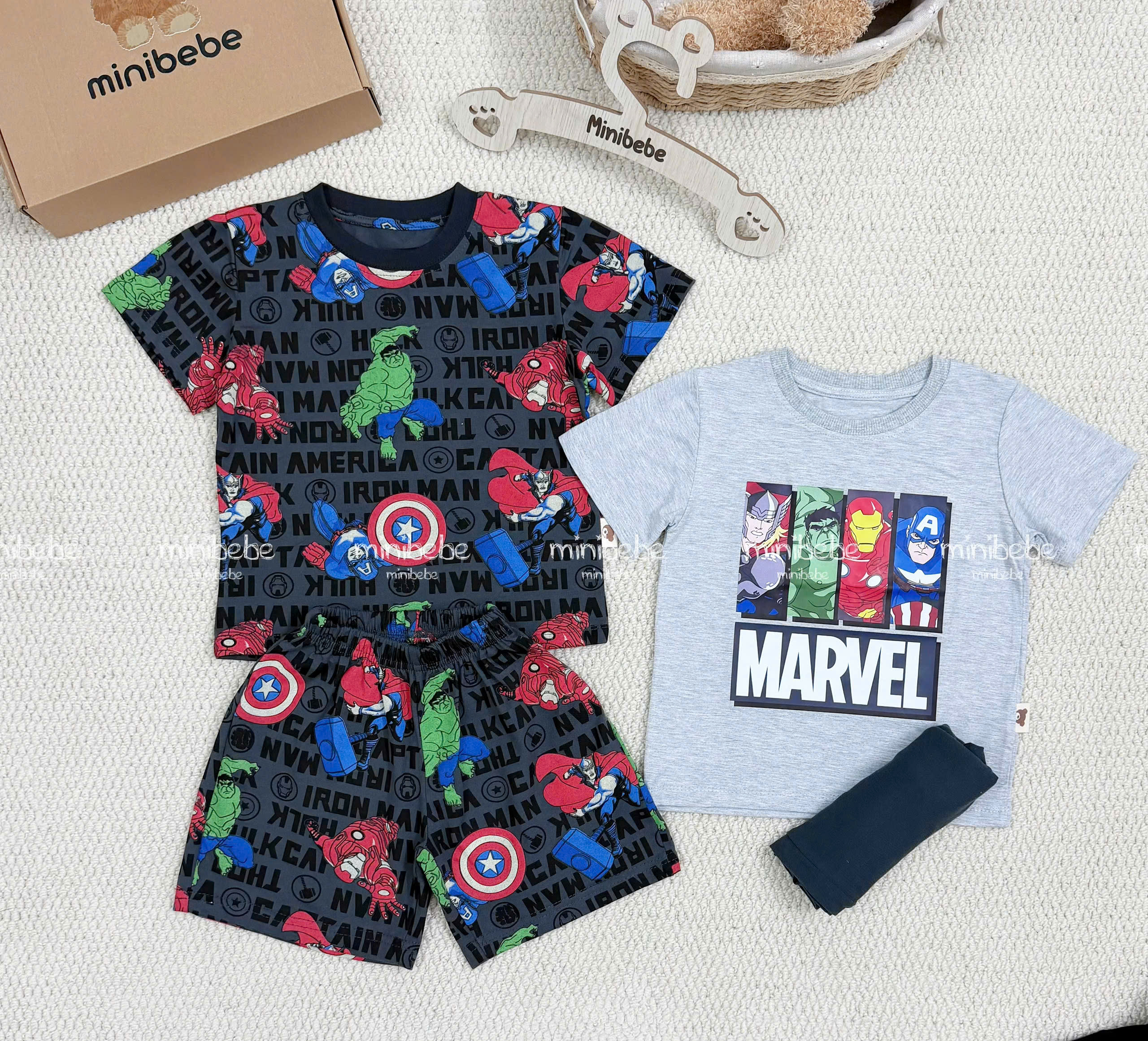 XẢ A116 - SET 2 BỘ NHỆN MARVEL ĐEN XÁM