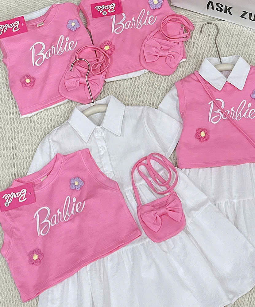 XẢ A119 - SET VÁY BARBIE 3 MÓN TONE HỒNG