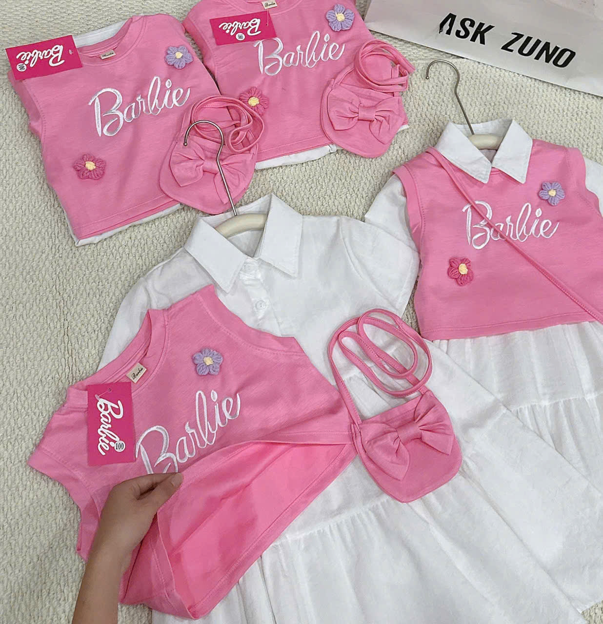 XẢ A119 - SET VÁY BARBIE 3 MÓN TONE HỒNG