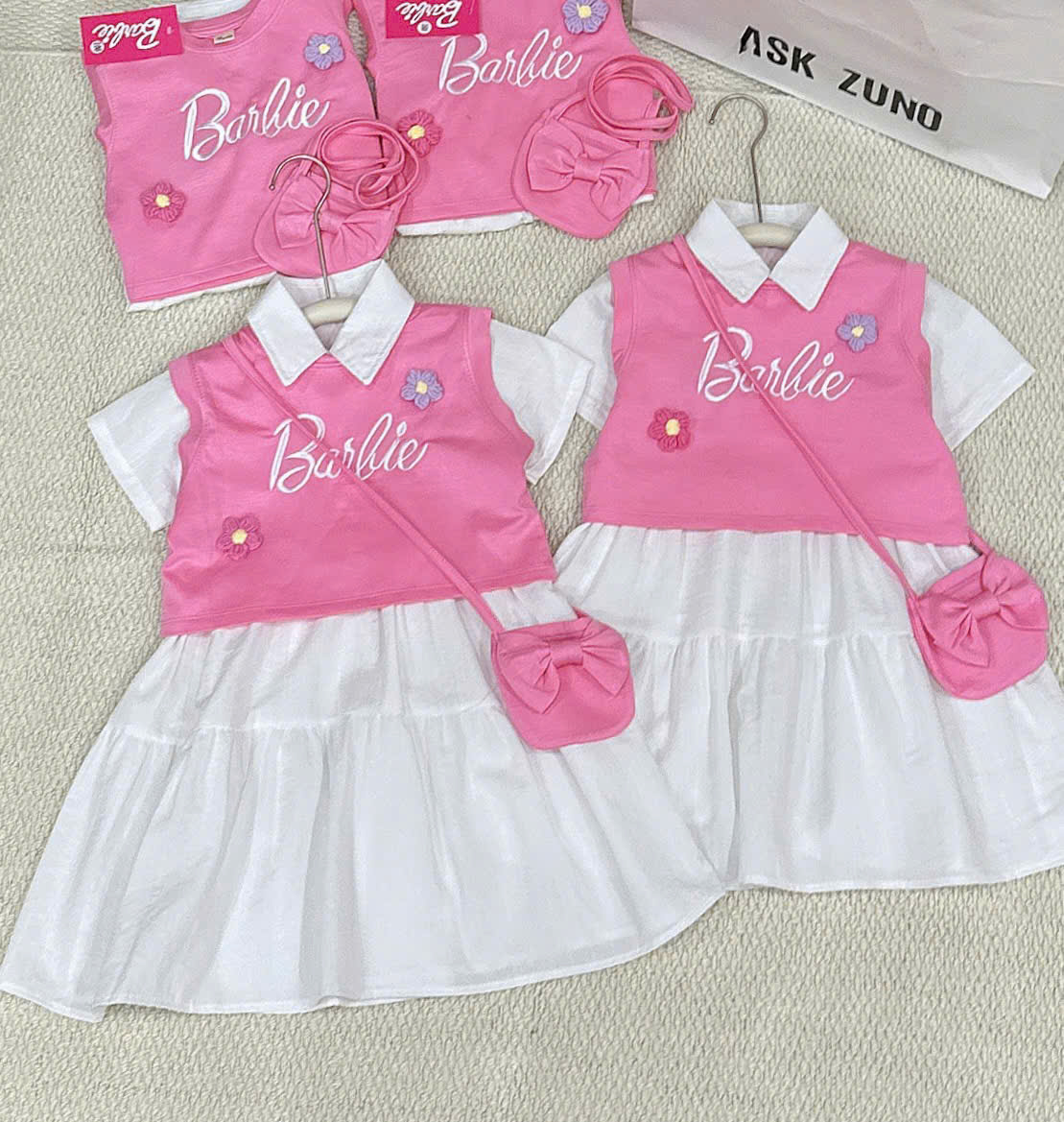 XẢ A119 - SET VÁY BARBIE 3 MÓN TONE HỒNG