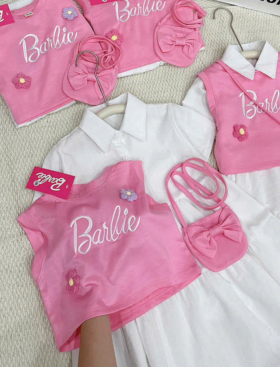 XẢ A119 - SET VÁY BARBIE 3 MÓN TONE HỒNG