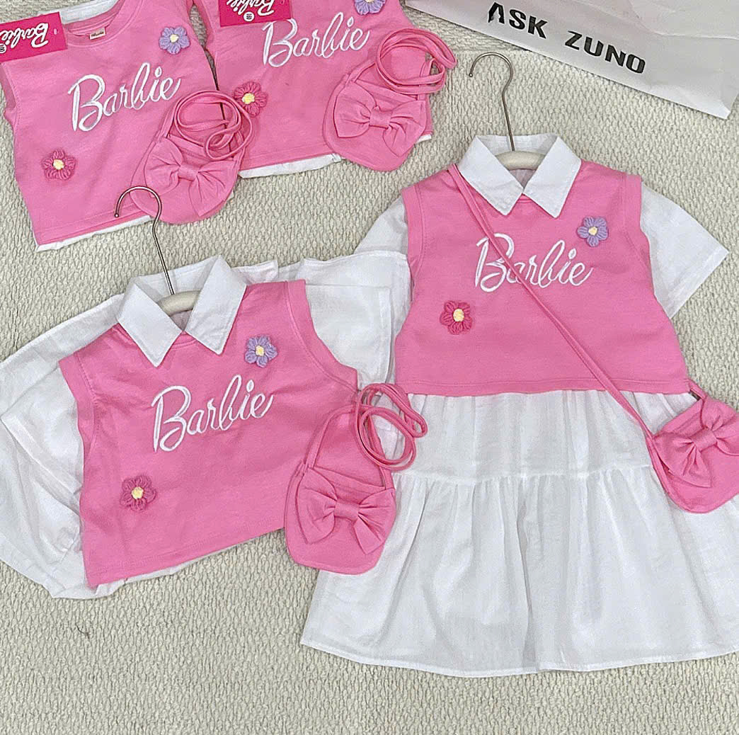 XẢ A119 - SET VÁY BARBIE 3 MÓN TONE HỒNG