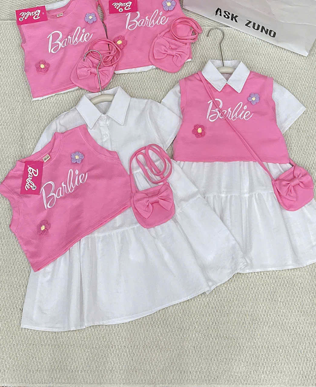 XẢ A119 - SET VÁY BARBIE 3 MÓN TONE HỒNG