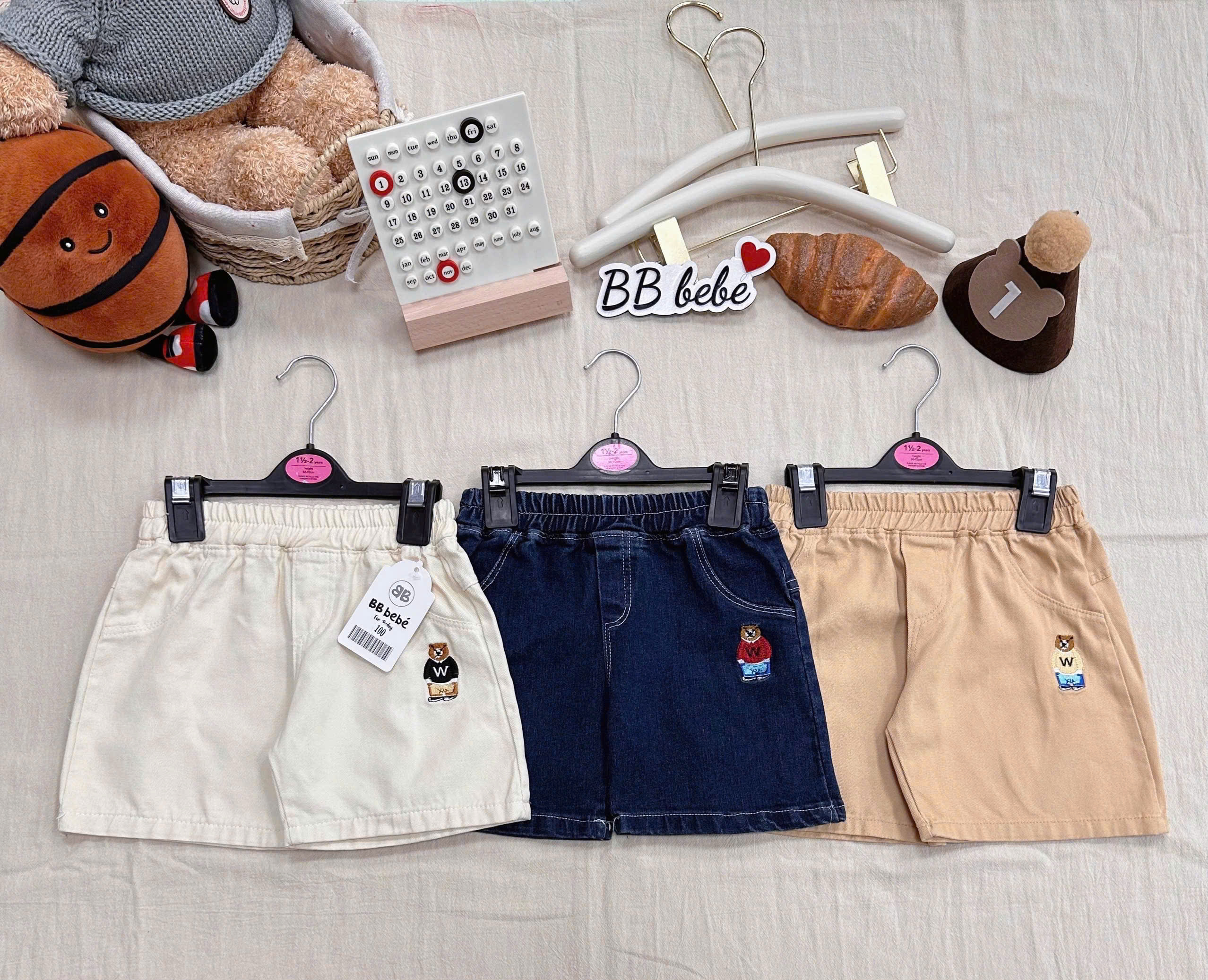 XẢ A125 - SET 3 QUẦN KAKI GẤU XANH BÒ KEM BE